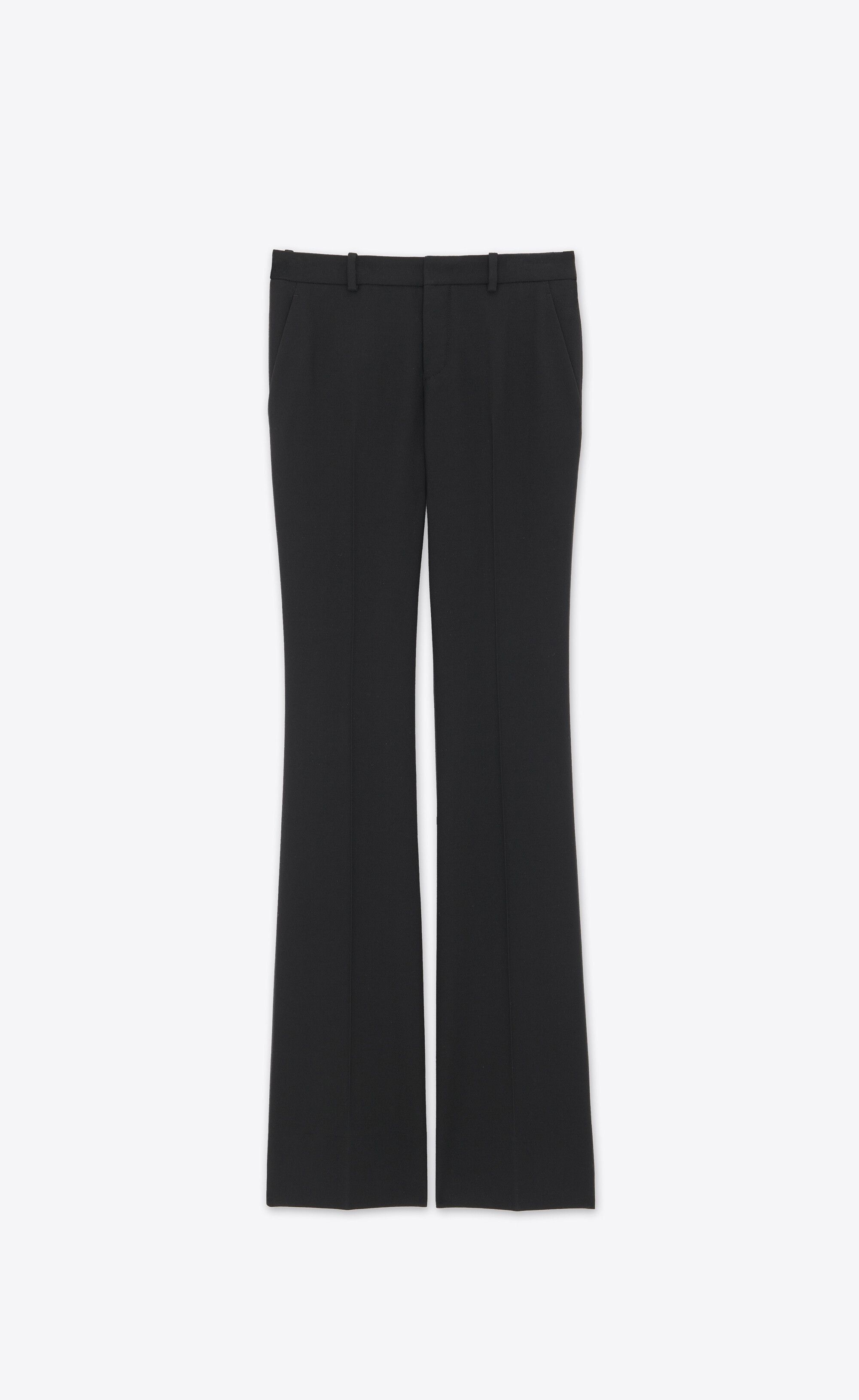 Saint Laurent Paris o1s1wg110225 739692 Flared Pants in Wool Gabardin in Black Size 27" / US 4 / IT 40 - 1 Thumbnail