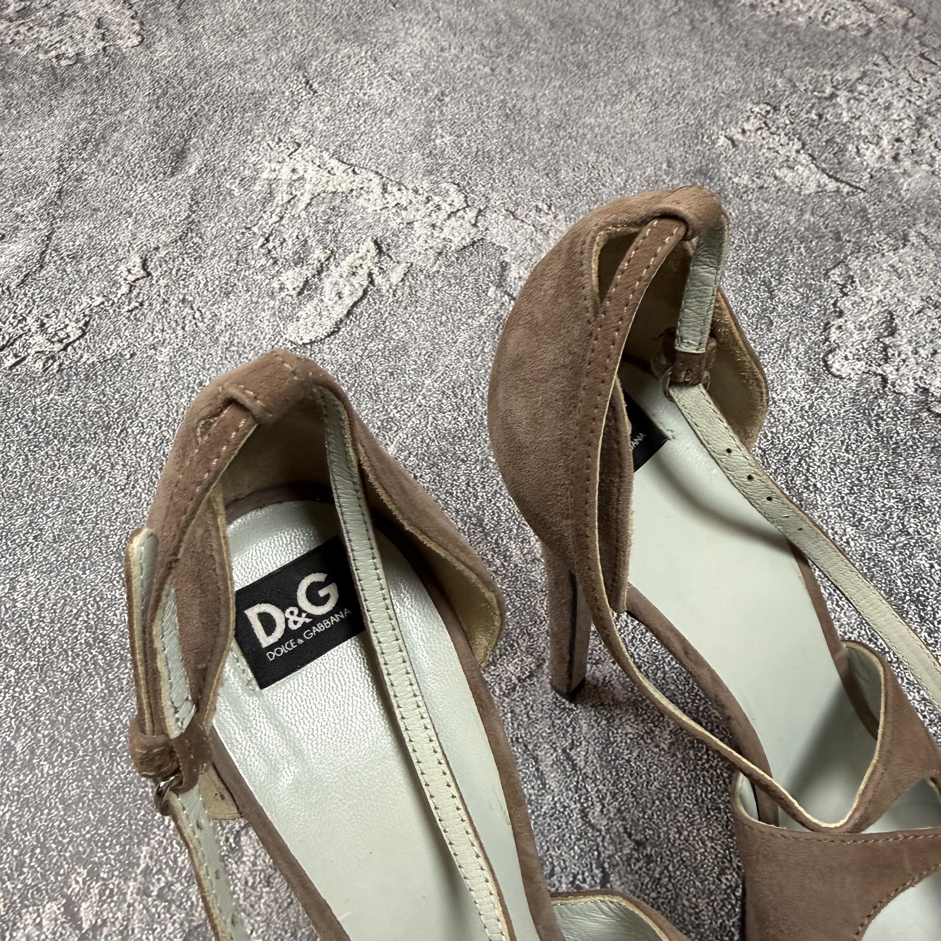 Dolce & Gabbana Dolce & Gabbana D&G Suede Peep Toe Heels Brown Size 38 Size US 8 / IT 38 - 5 Thumbnail