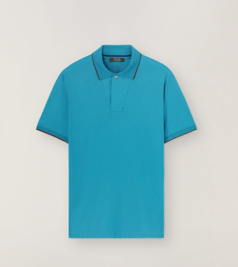 image of Loro Piana O1W1Db10224 Polo Shirts In Petrolio, Men's (Size Medium)