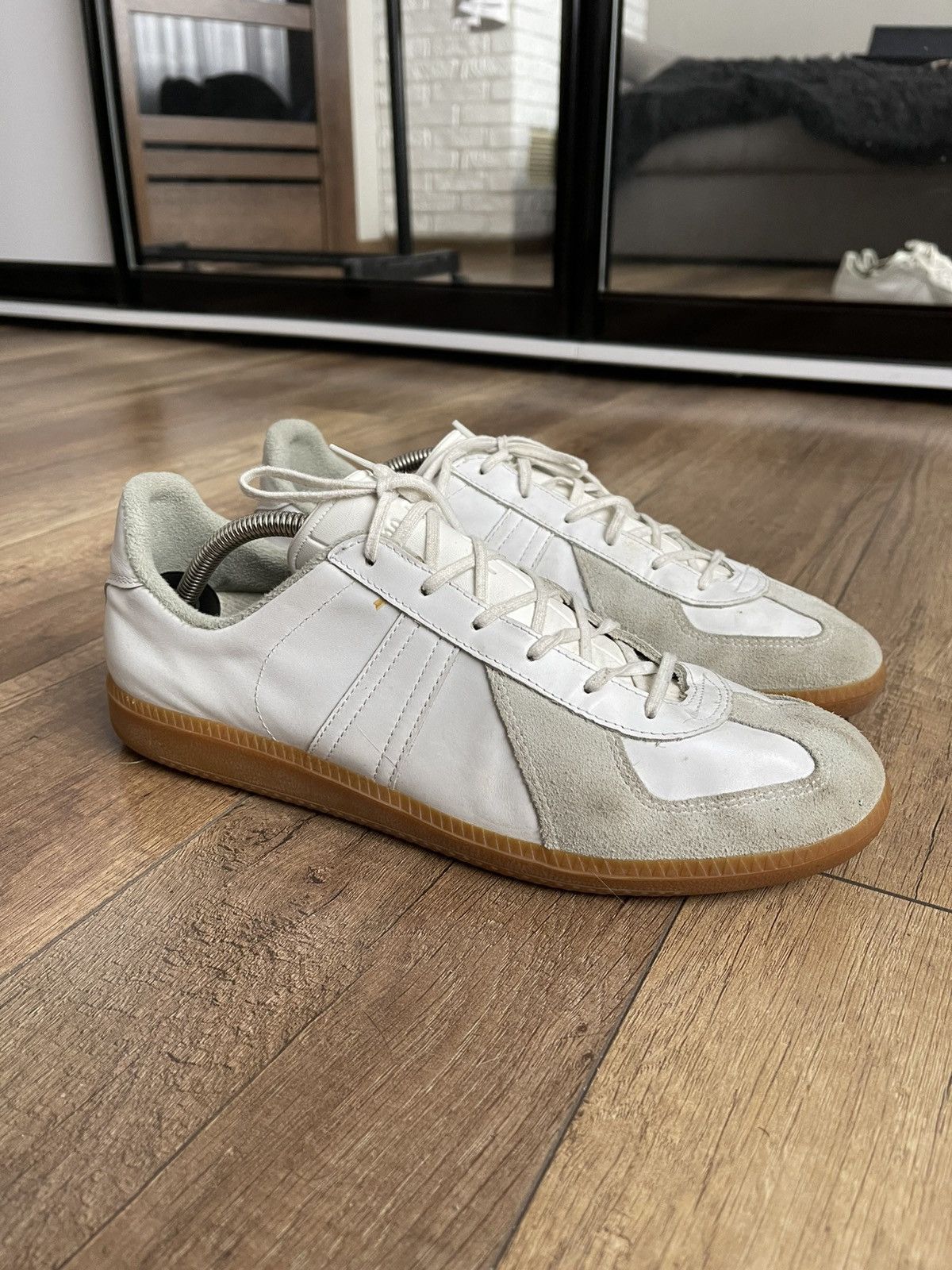 Bundeswehr x German Army Trainers Bw Sport Gat Vintage Leather Sneakers Shoes in White (Size 10)