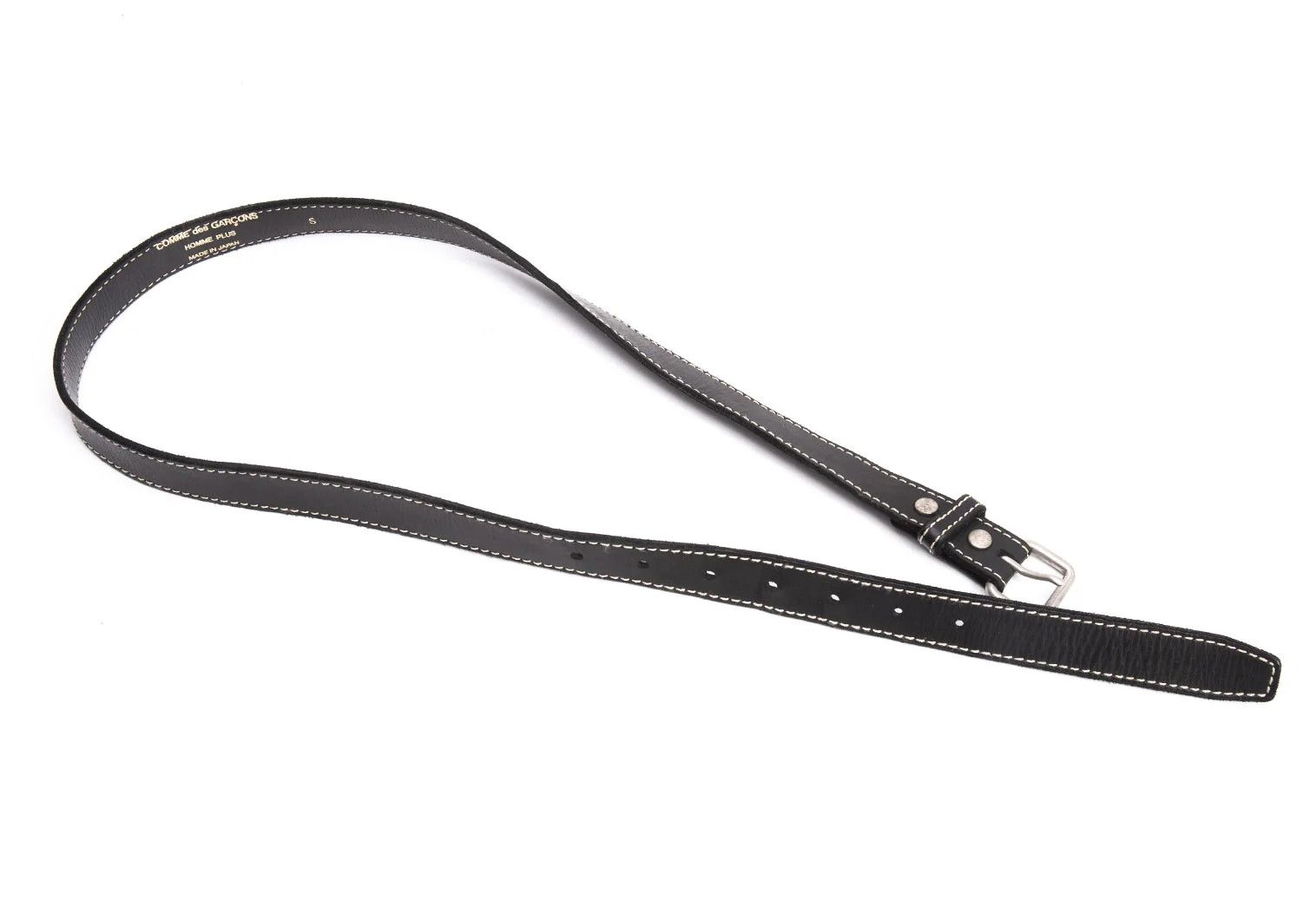Comme des Garcons Homme Plus Stitched Leather Belt in Black, Size S Size ONE SIZE - 2 Thumbnail