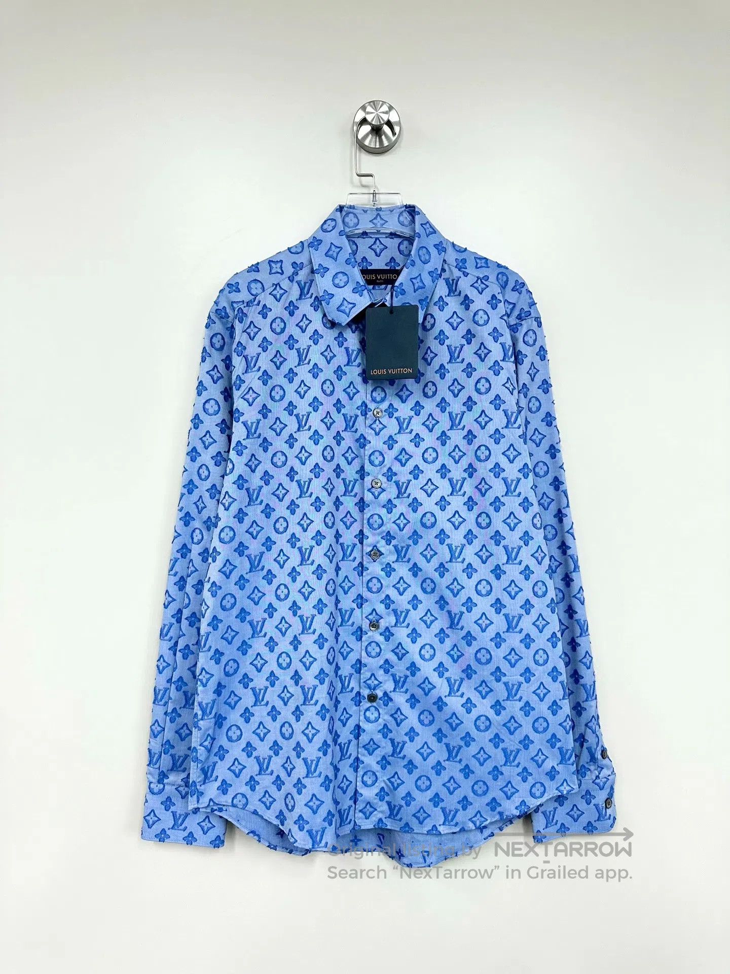 Louis Vuitton Louis Vuitton Blue Velvet Floral Full Print Logo Long Slee Size US S / EU 44-46 / 1 - 1 Thumbnail