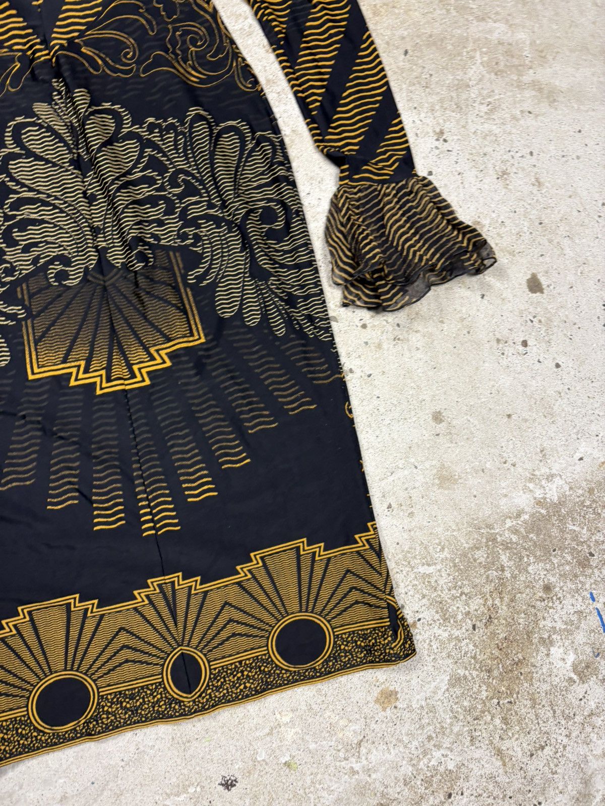 Roberto Cavalli Roberto Cavalli 2007 Gold & Black Printed Ruched Dress Size XS / US 0-2 / IT 36-38 - 14 Thumbnail