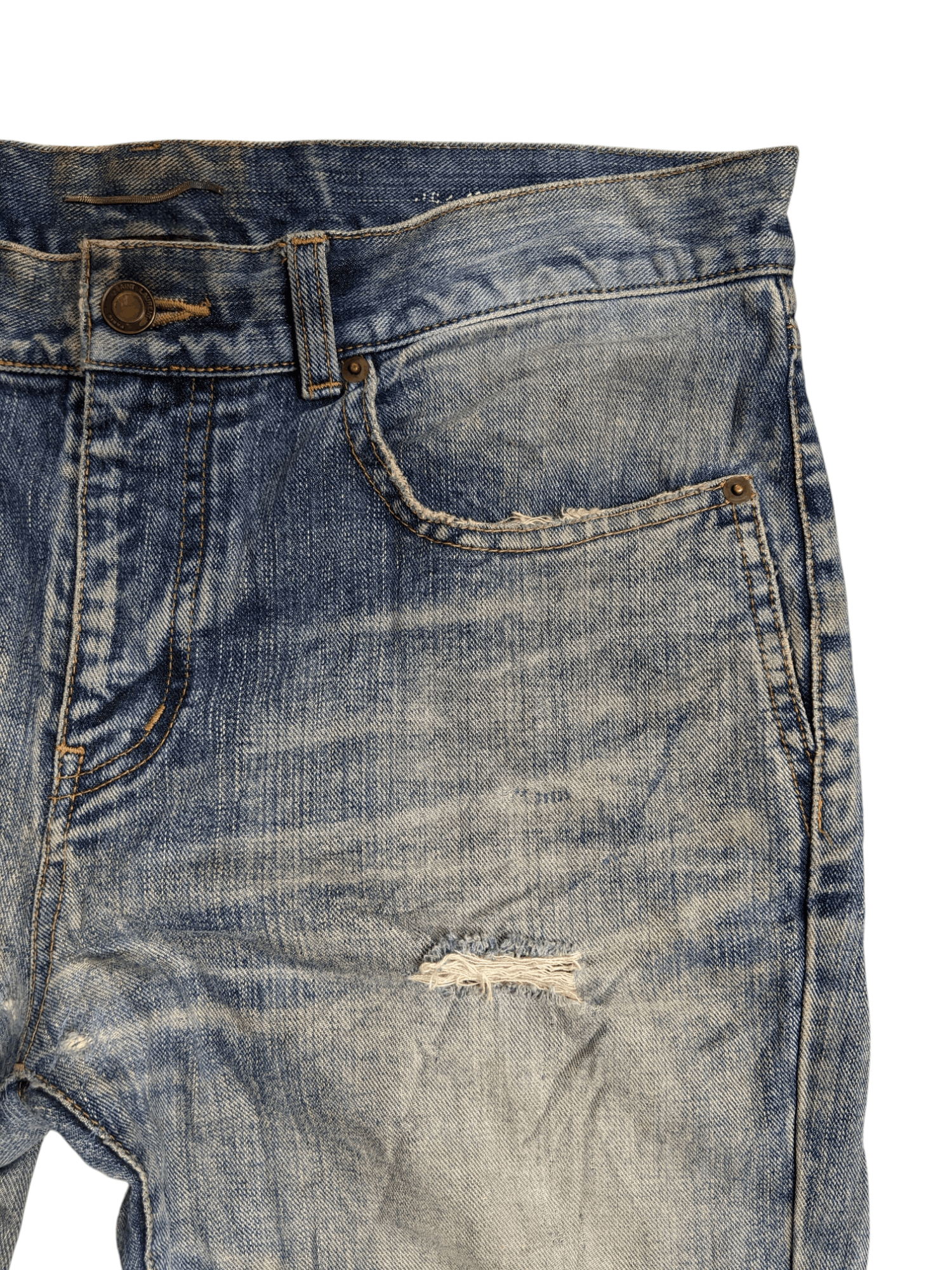 Saint Laurent Paris AW 17 University Distressed Light Wash Size US 32 / EU 48 - 15 Thumbnail