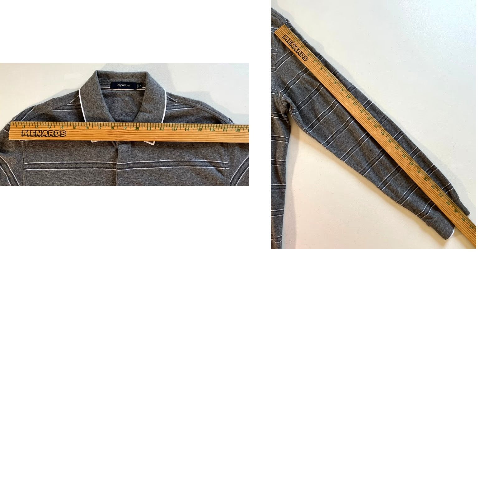 Vintage VINTAGE Zegna Sport Polo Shirt Striped Long Sleeve 1/4 Zip Cotton Blend Gray L Mens Size US L / EU 52-54 / 3 - 9 Thumbnail