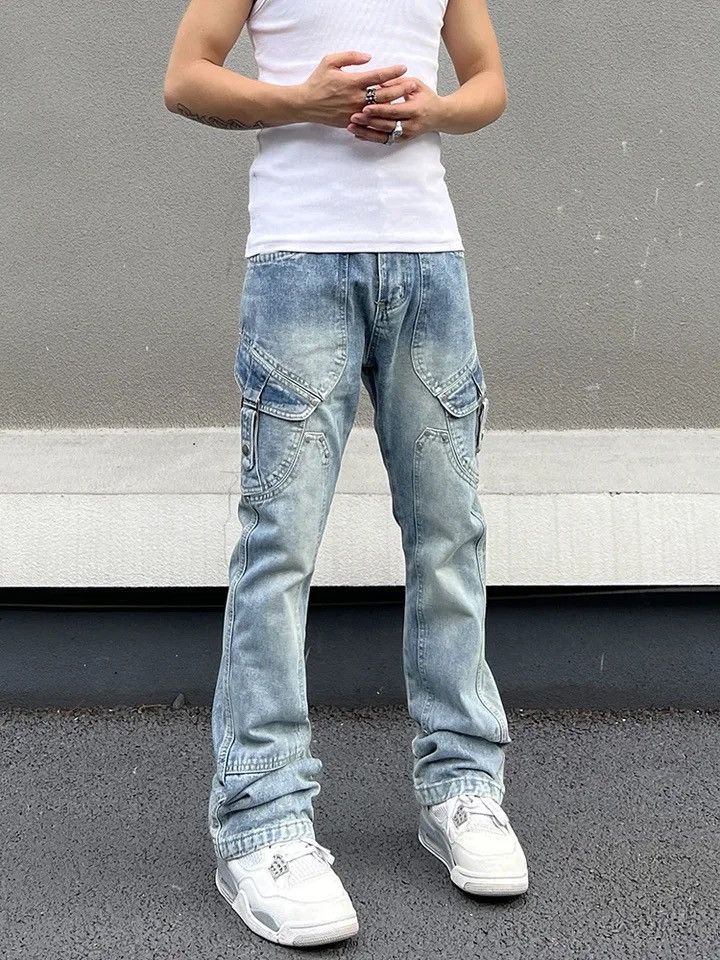 Japanese Brand × Vintage Ripped Jeans for Men Street Slim Blue Size US 29 - 3 Thumbnail