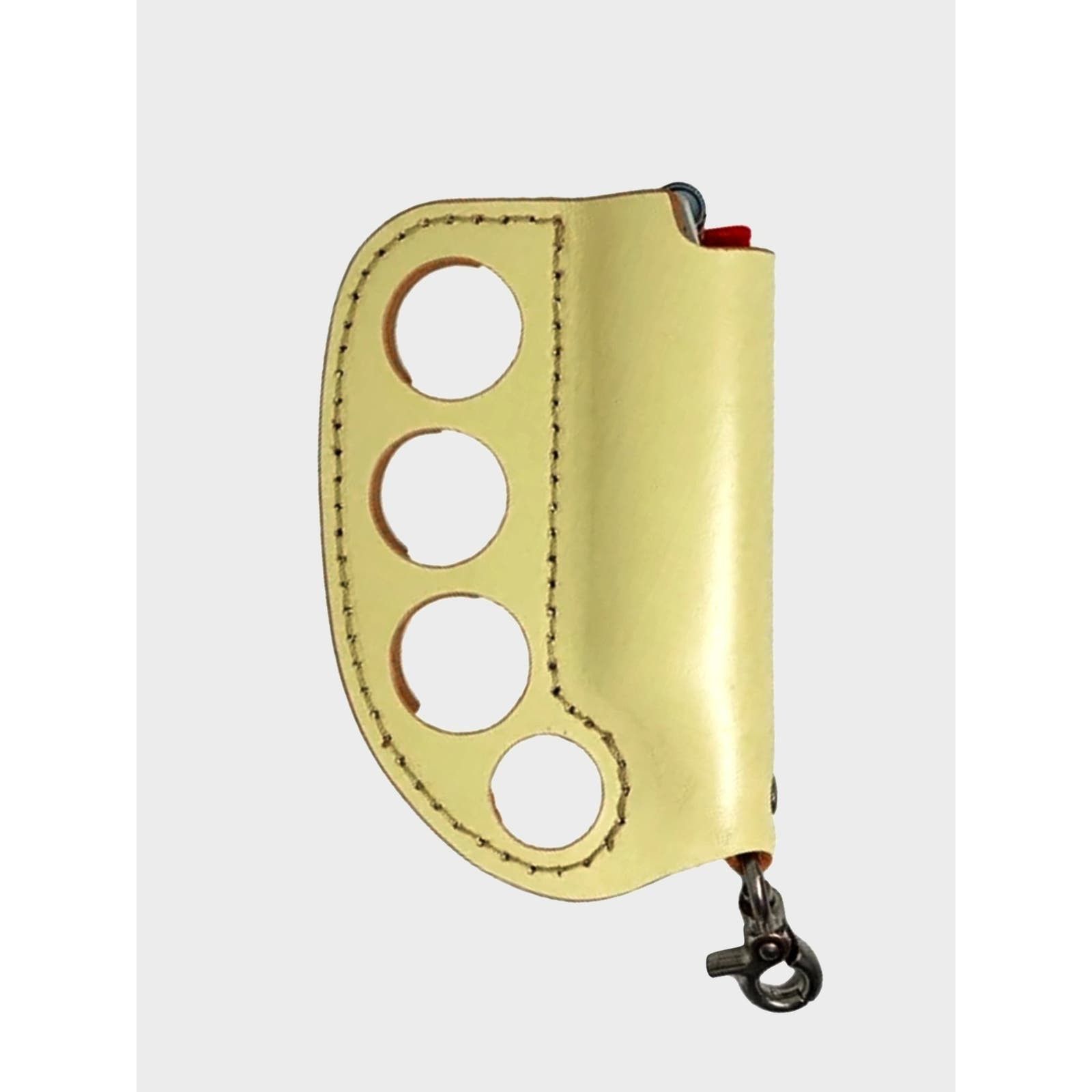 image of Blackmeans Knuckle Leather Lighter Holder - Cream in Yellow, Men's