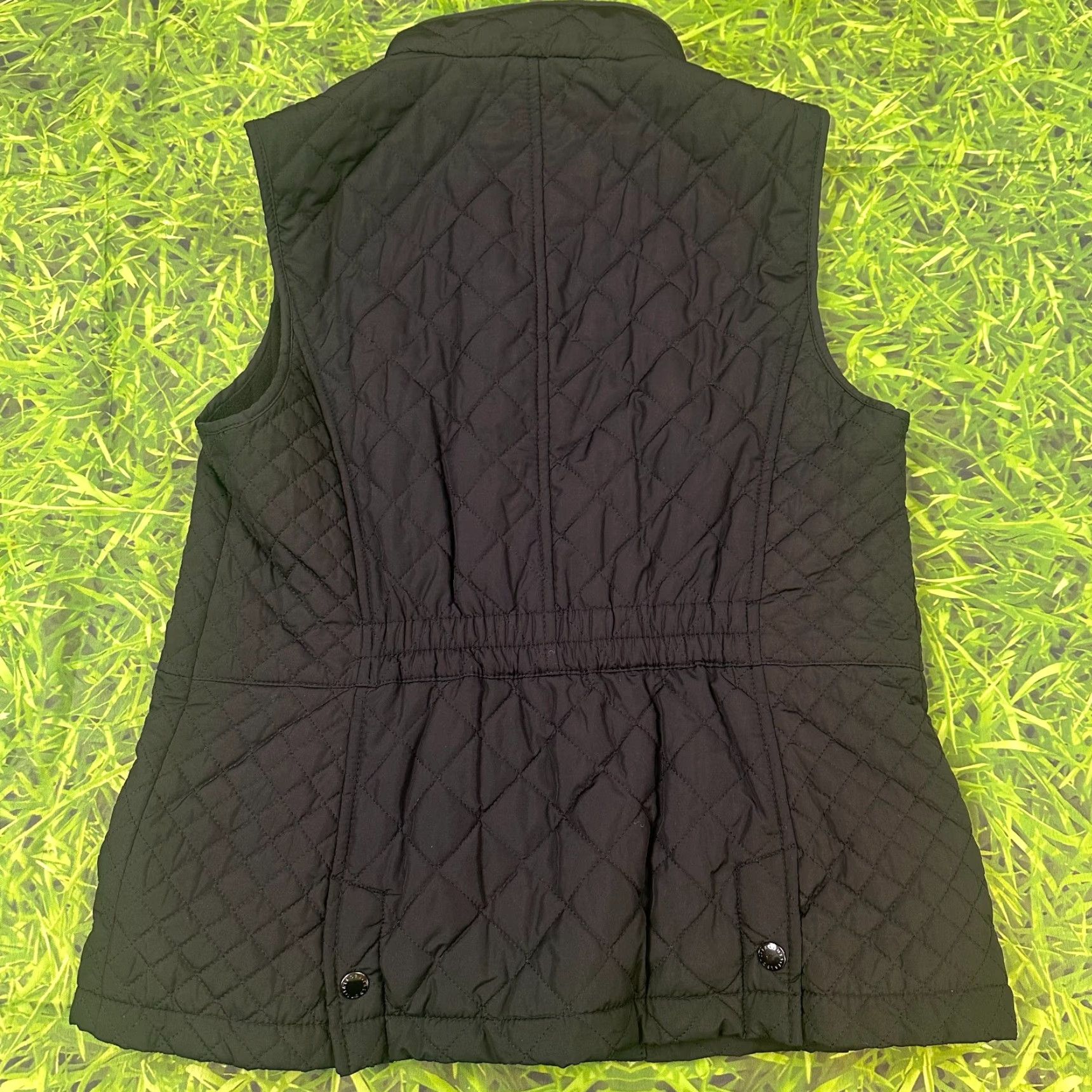 Talbots Talbots Womens Vest Full Zip Button Diamond Puffer Quilted Fleece Interior Argyle Diamond Black Small Regular Size S Size S / US 4 / IT 40 - 6 Thumbnail