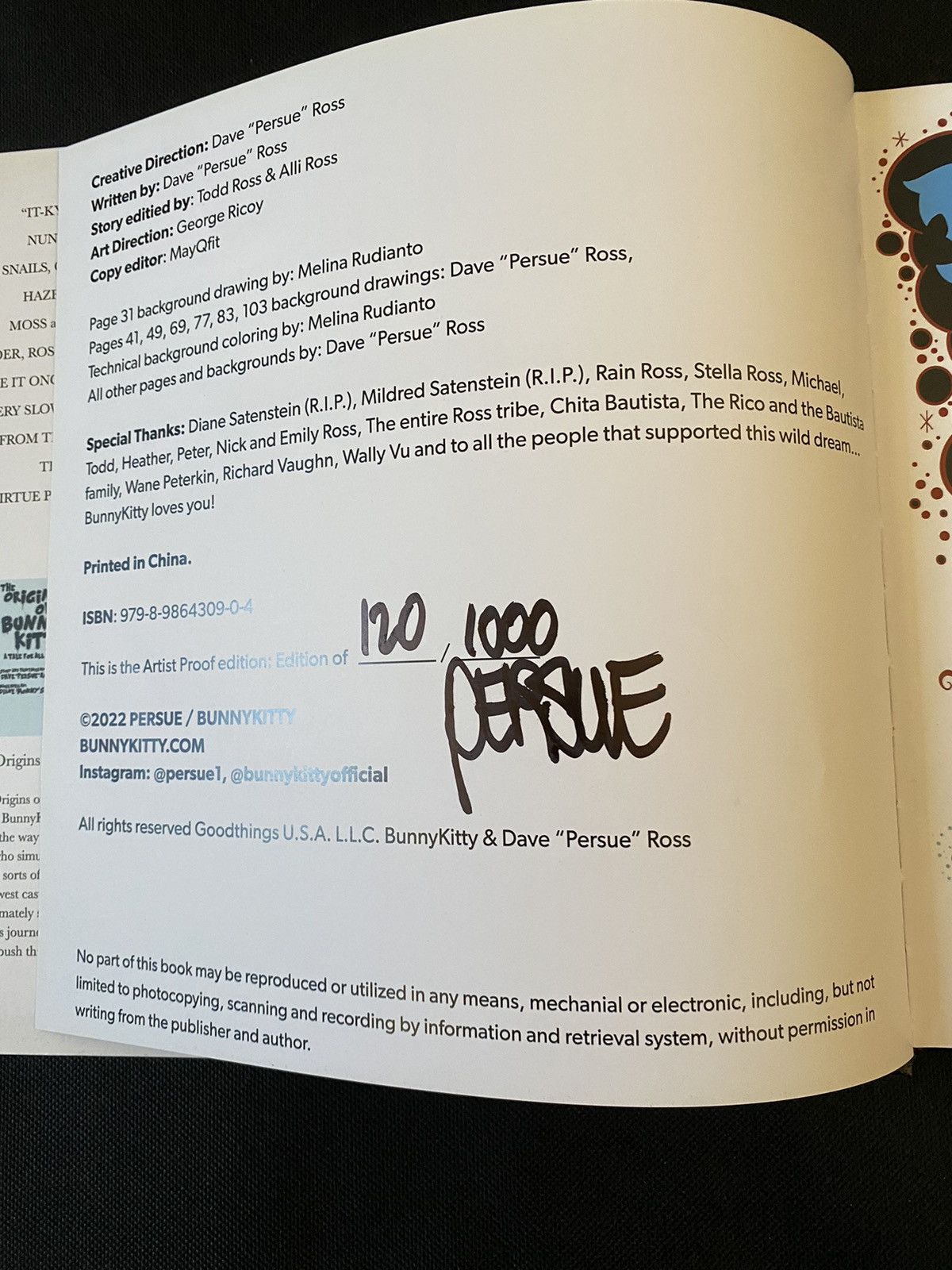 Alife Bunny Kitty signed book original art Dave Persue Size ONE SIZE - 3 Thumbnail