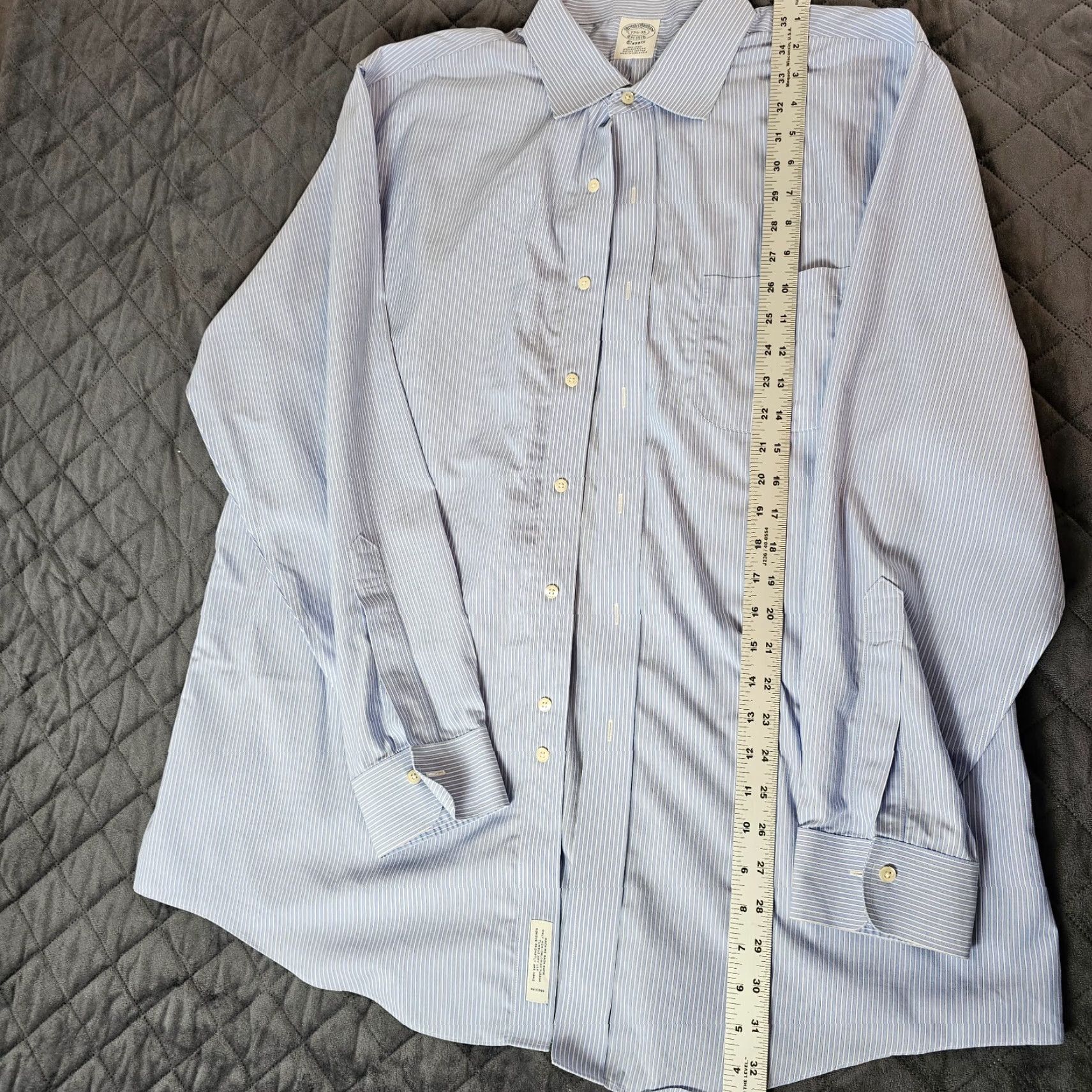 Brooks Brothers Vintage Brooks Brothers Men's Dress Shirt 17.5 Blue Stripe Non-Iron Supima Cotton Collared Size US XL / EU 56 / 4 - 5 Thumbnail