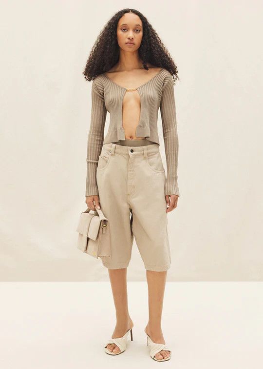 Jacquemus o1mle0325 La Maille Pralù Longue' Cardigan in Dark Beige Size XS / US 0-2 / IT 36-38 - 4 Thumbnail