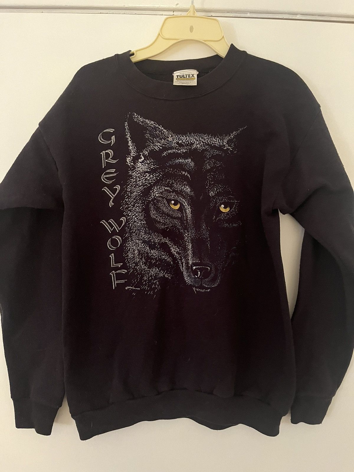 Tultex × Vintage Vintage 90s Adult Grey Wolf Animal Crewneck Sweatshirt Size US M / EU 48-50 / 2 - 1 Thumbnail