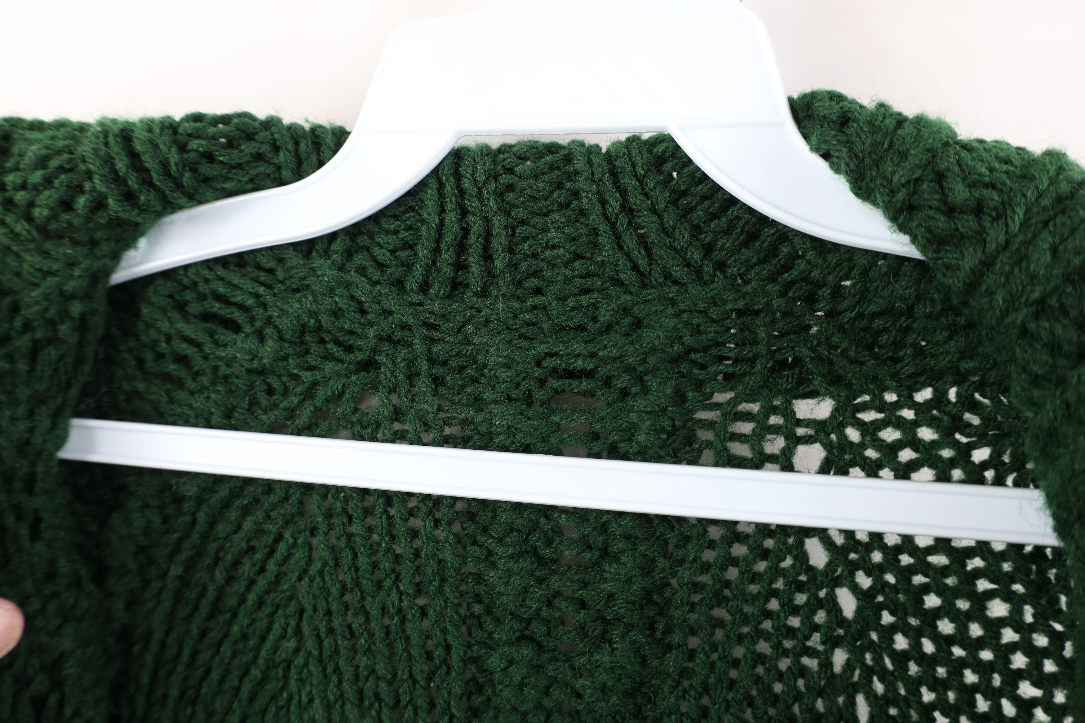 Vintage Vintage 50s 60s Boho Chic Cable Fringed Sweater Cape Green Size ONE SIZE - 9 Thumbnail