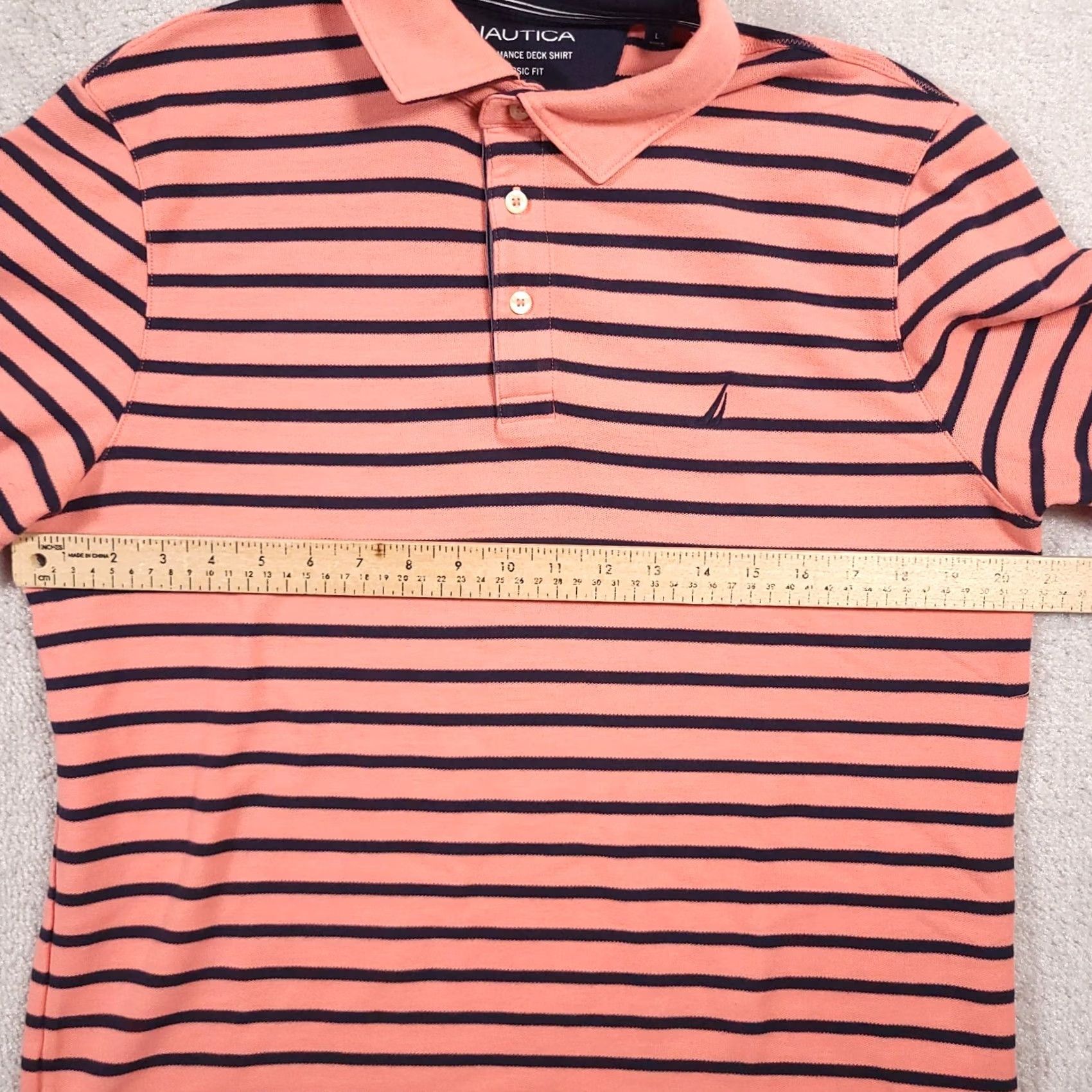 Nautica Nautica Polo Shirt Mens Large Pink Navy Striped Short Sleeve Deck Performance Shirt Size US L / EU 52-54 / 3 - 7 Thumbnail