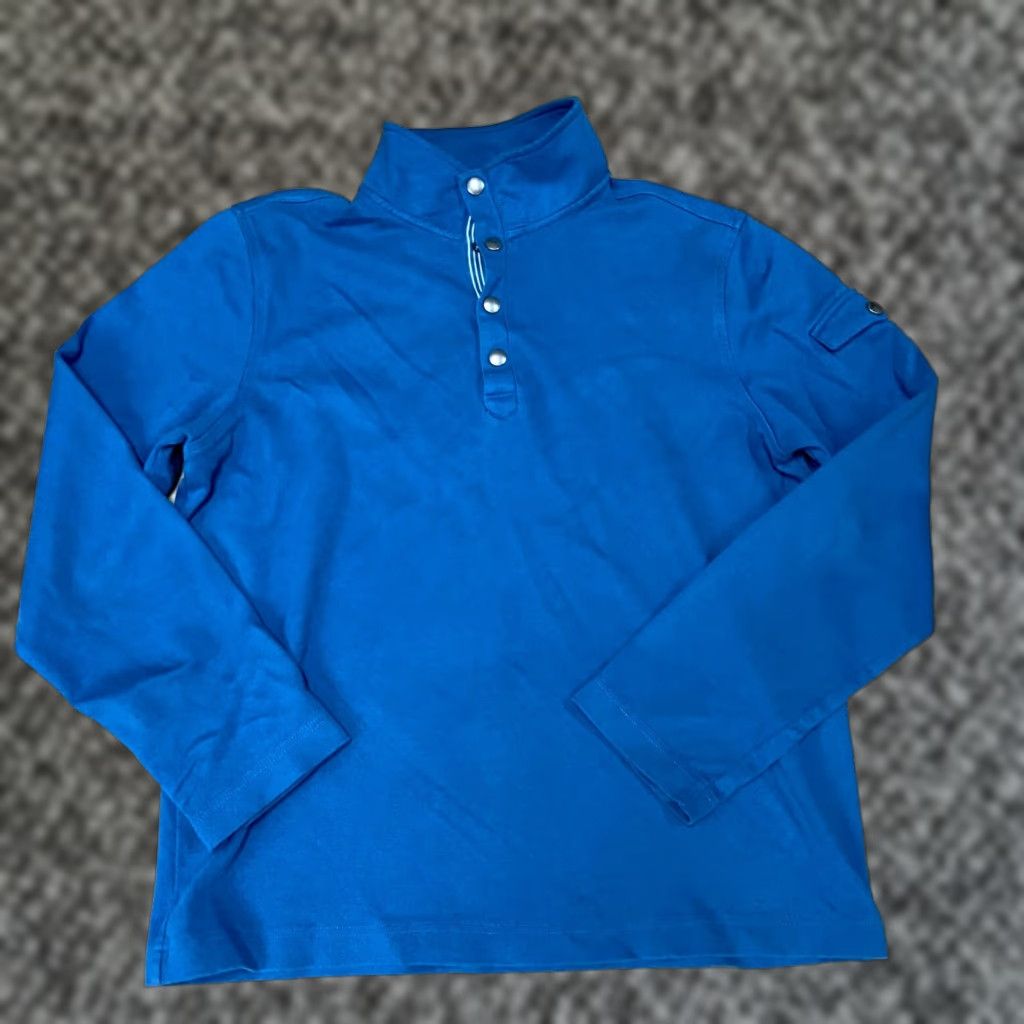 Banana Republic Banana Republic Sweater Mens Large Blue Mock Neck Long Sleeve 1/4 Snap Pullover Cotton Size US L / EU 52-54 / 3 - 1 Thumbnail