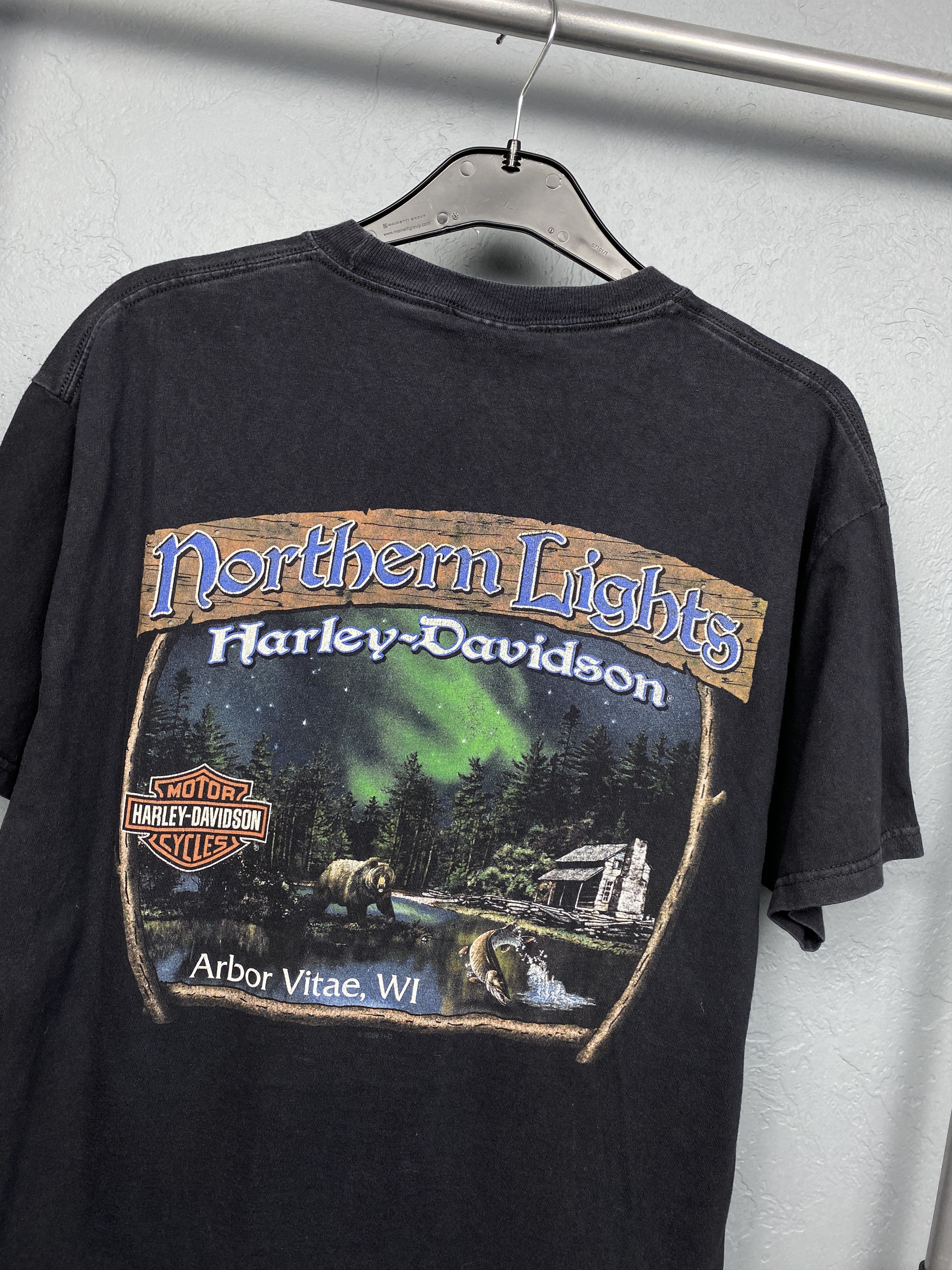 Harley Davidson × Vintage Harley Davidson 2010 Vintage Northern Lights Mens T-Shirt Size US L / EU 52-54 / 3 - 2 Thumbnail