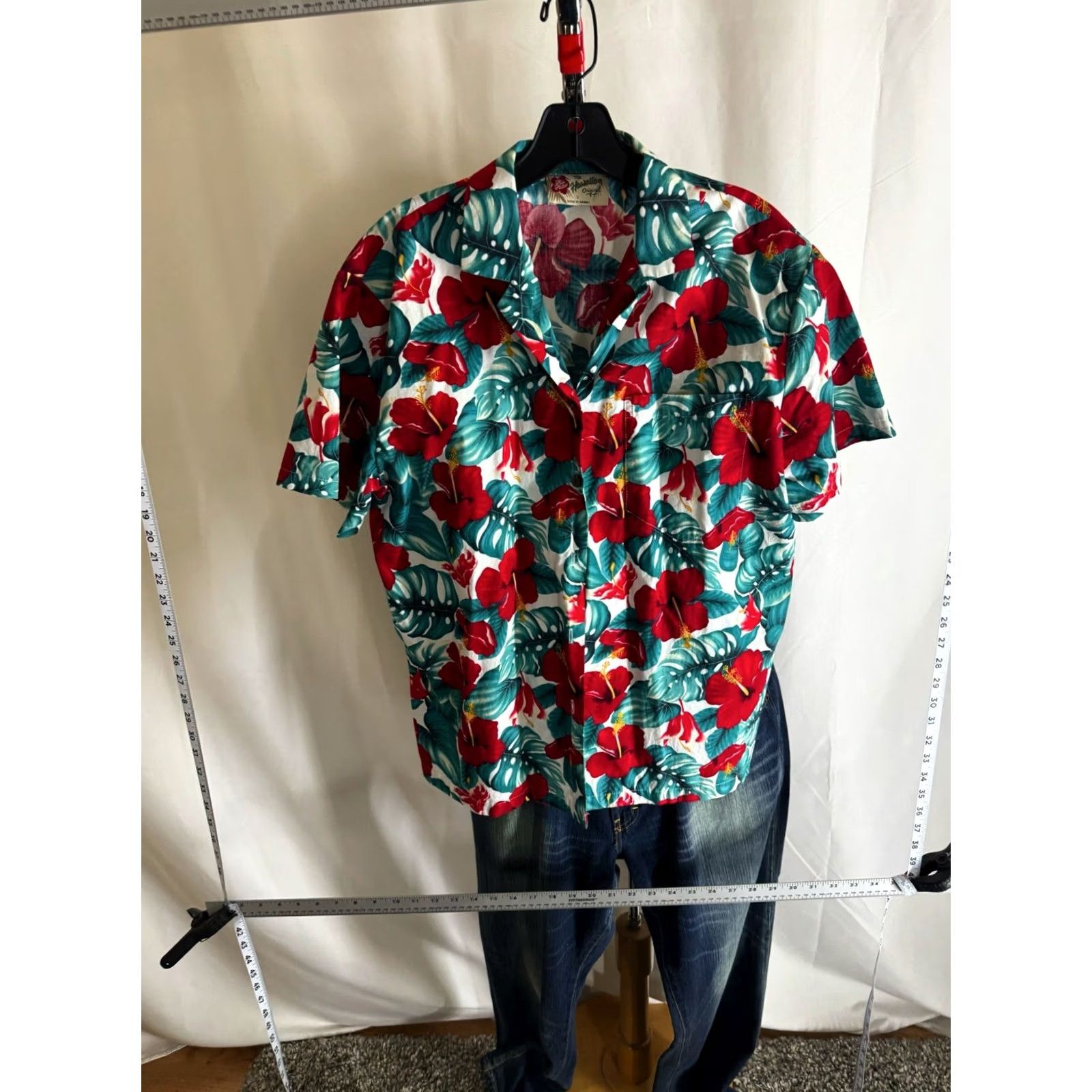 Hilo Hattie WOMENS hilo Hattie Made Hawaii Red Green Floral SHORT SLEEVE BUTTON UP SHIRT S Size S / US 4 / IT 40 - 3 Thumbnail
