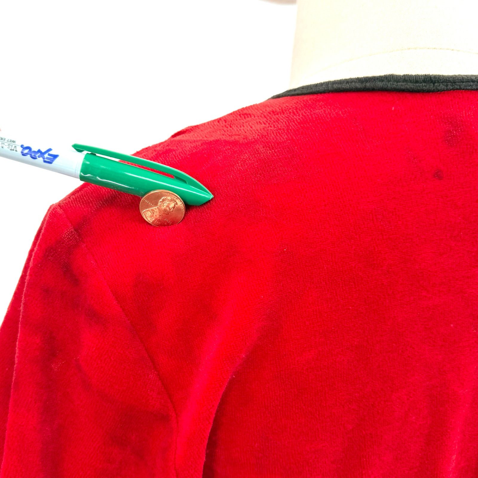 Geoffrey Beene Vintage 70s Red Velour Zip Front House Coat Size ONE SIZE - 8 Thumbnail