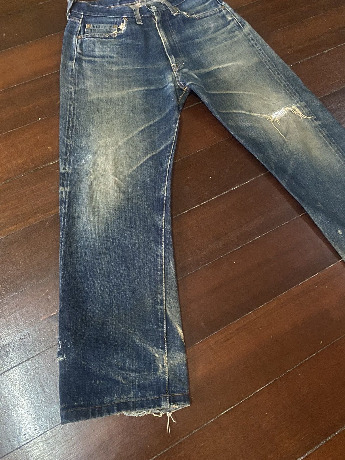 Denime FIRE VINTAGE DENIME JAPAN BRAND FLARE JEANS DISTRESSED RIP Size US 32 / EU 48 - 3 Thumbnail