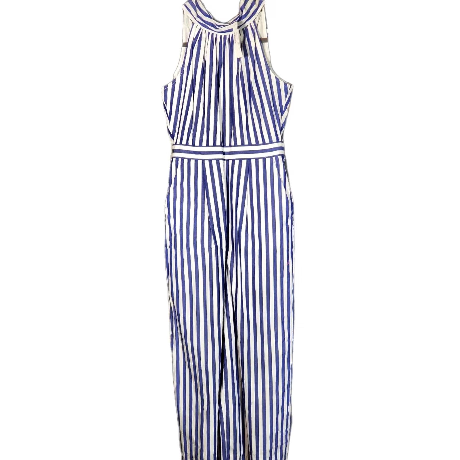 J.Crew J. Crew Blue White Striped Halter Jumpsuit H7371 Women's Size 00 NWT Size 24" / US 00 / IT 34 - 3 Thumbnail