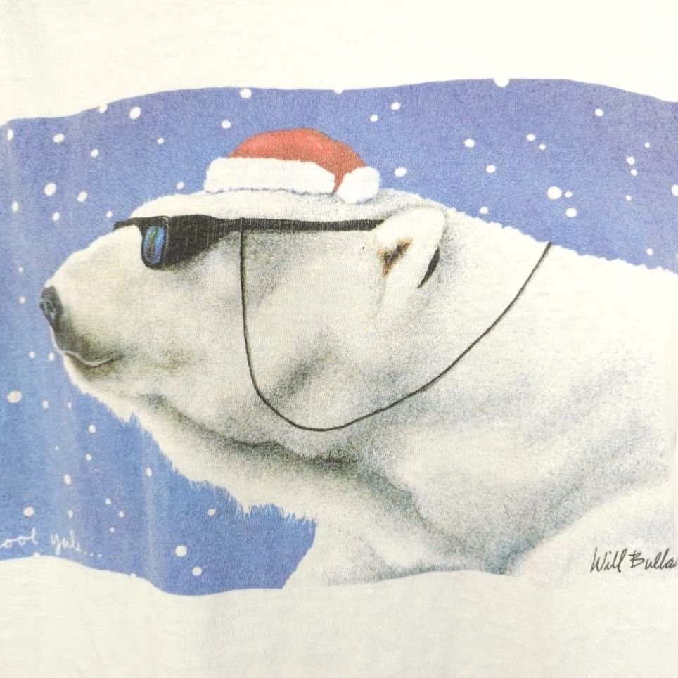 Vintage Vintage Christmas Polar Bear T Shirt Mens Size Medium 90s Will Bullas Art Tee White Cotton Crew Neck Short Sleeve Bagan Size US M / EU 48-50 / 2 - 3 Thumbnail