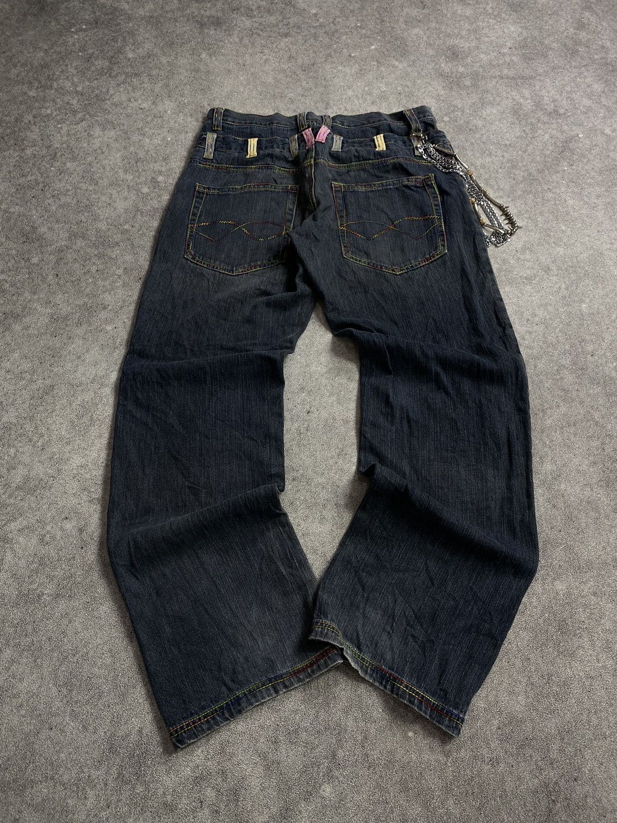 If Six Was Nine × Japanese Brand × Le Grande Bleu (L.G.B.) Amore Puro Rainbow Stich Double Waist Pant Size US 32 / EU 48 - 2 Thumbnail