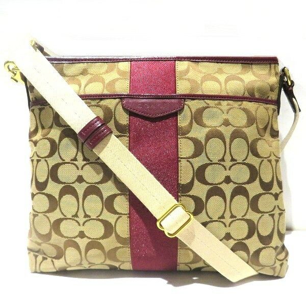 Coach Coach Signature Shoulder Bag Canvas Shoulder Bag F28502 in Brown, Women's