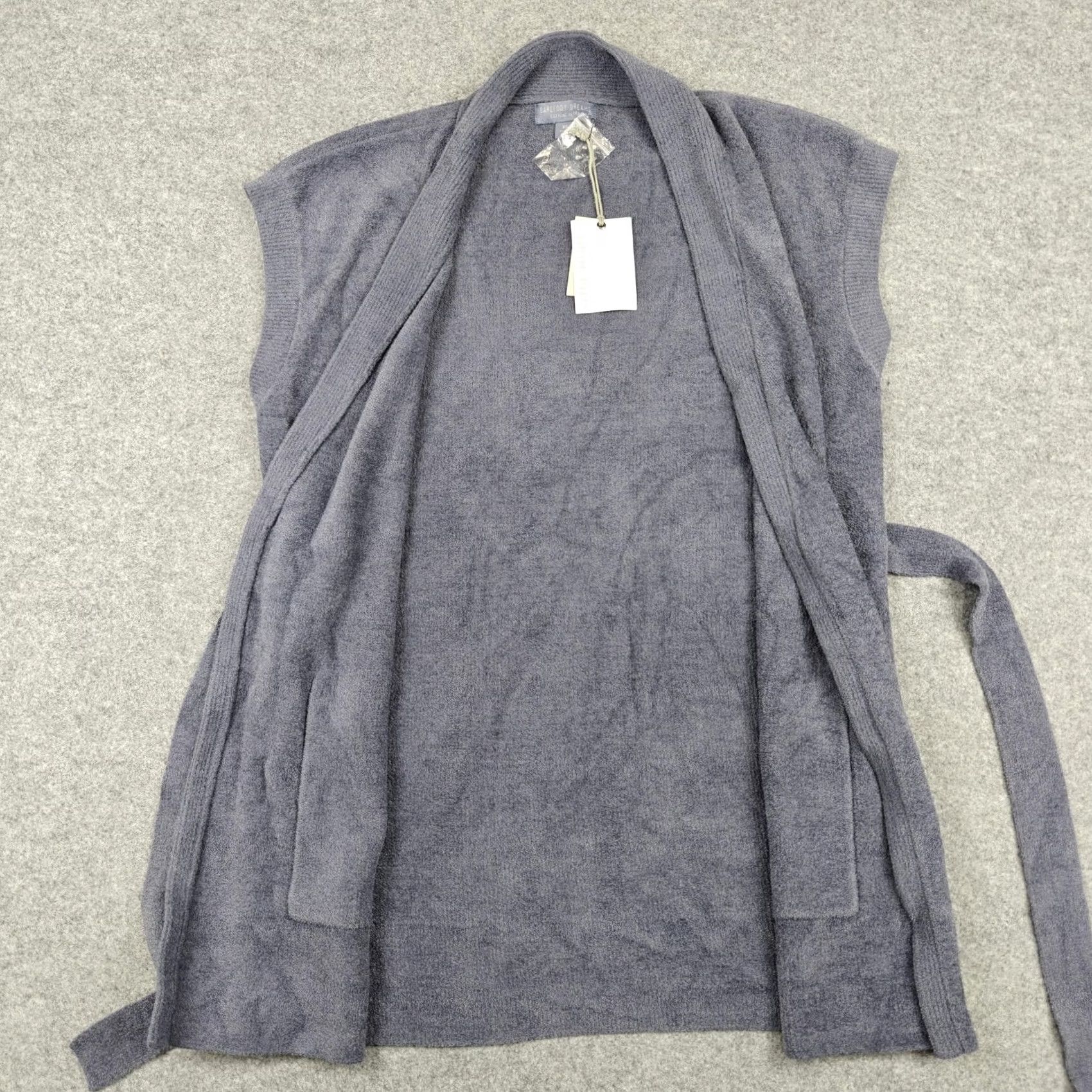 Vintage Barefoot Dreams Sweater Vest Womens XS Blue CozyChic Ultra Lite Tie Waist New Size XS / US 0-2 / IT 36-38 - 3 Thumbnail