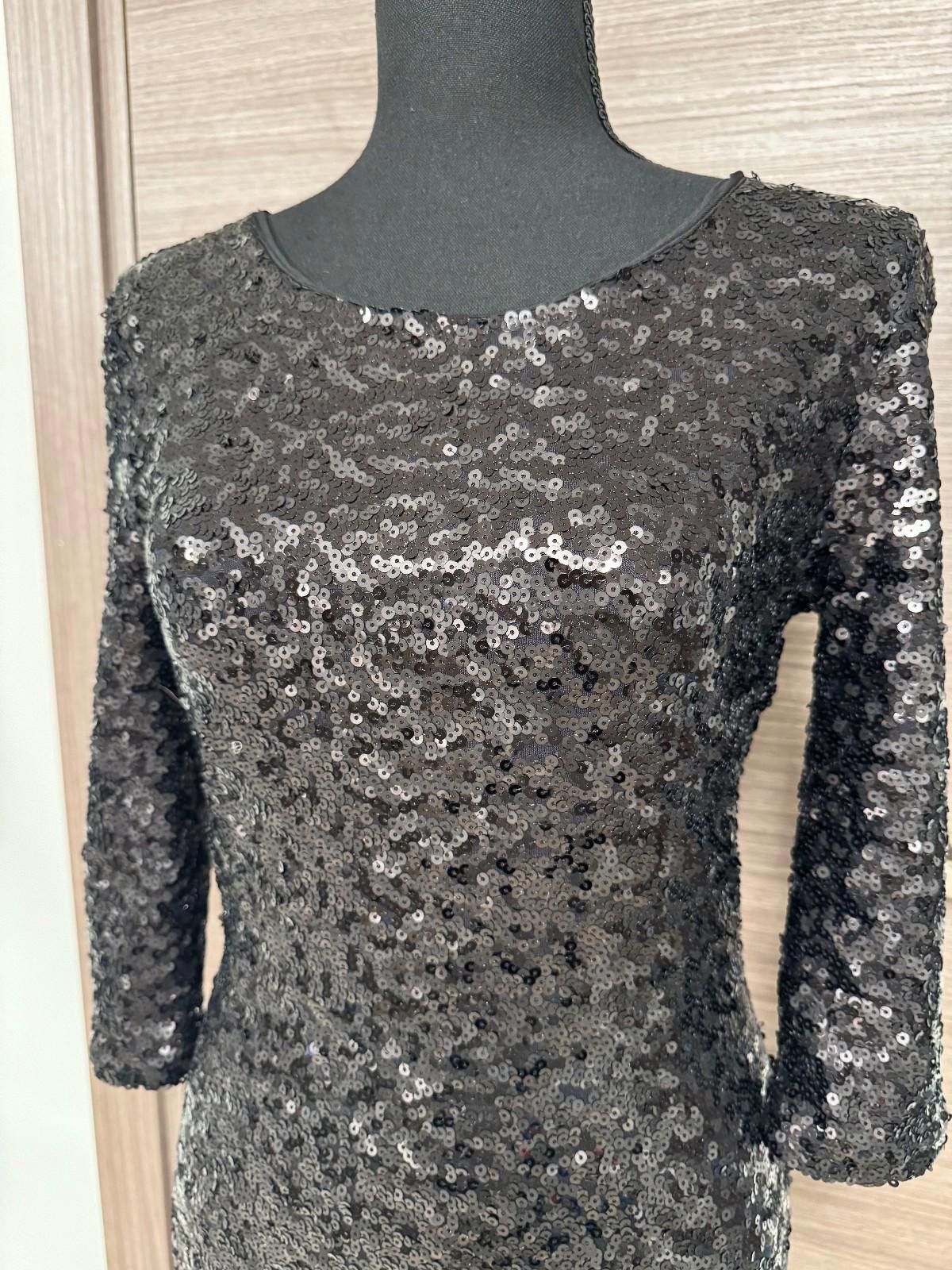 Other BB Dakota Black Sequin Bodycon Dress Size S 3/4 Sleeve Size S / US 4 / IT 40 - 2 Thumbnail