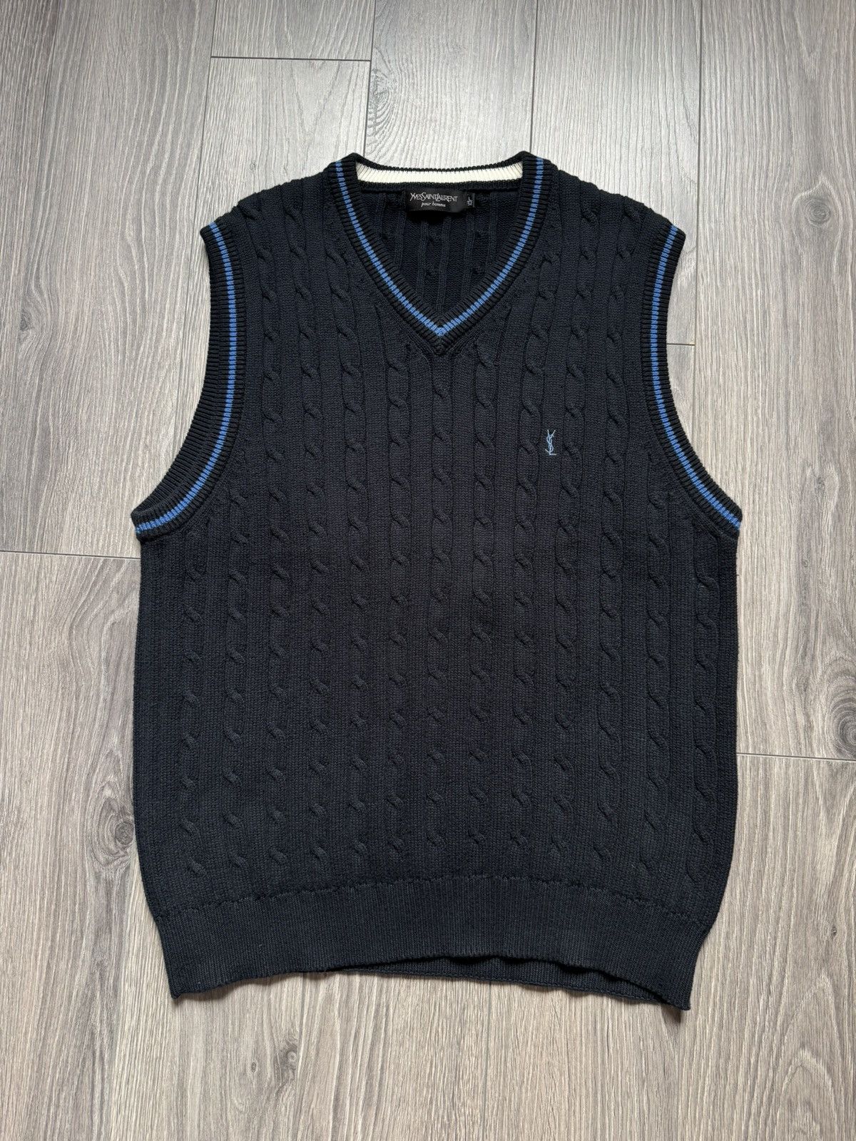 Yves Saint Laurent Yves Saint Laurent Cable- Knitted Vest L Size US L / EU 52-54 / 3 - 1 Thumbnail