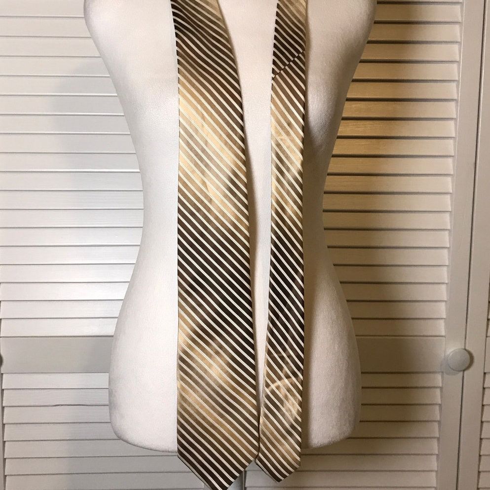 Other Joseph Abboud Gold Striped Silk Men Necktie Size ONE SIZE - 3 Thumbnail