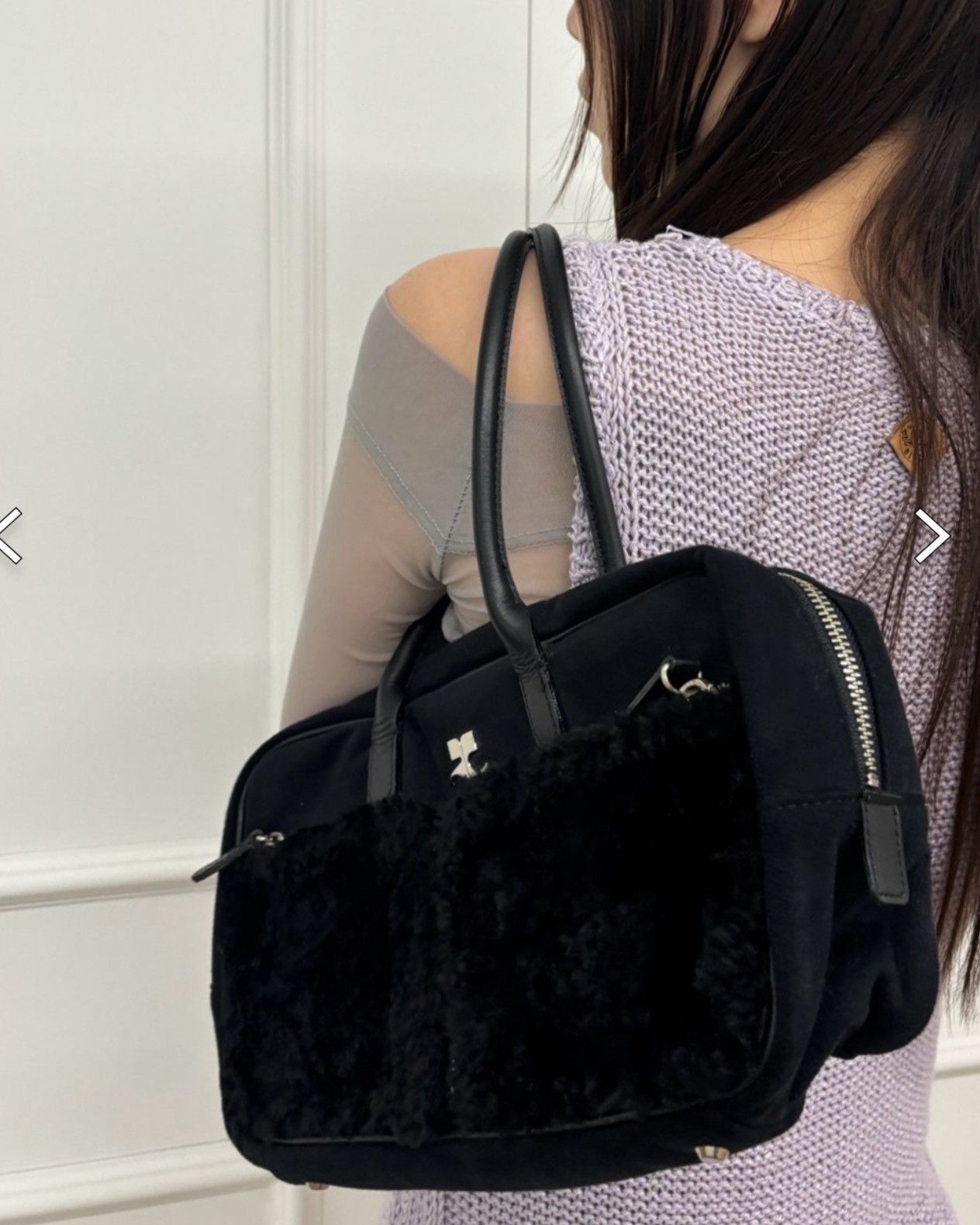 Courreges 2000S COURRÈGES BLACK SUEDE & FAUX FUR TOTE BAG Size ONE SIZE - 3 Thumbnail