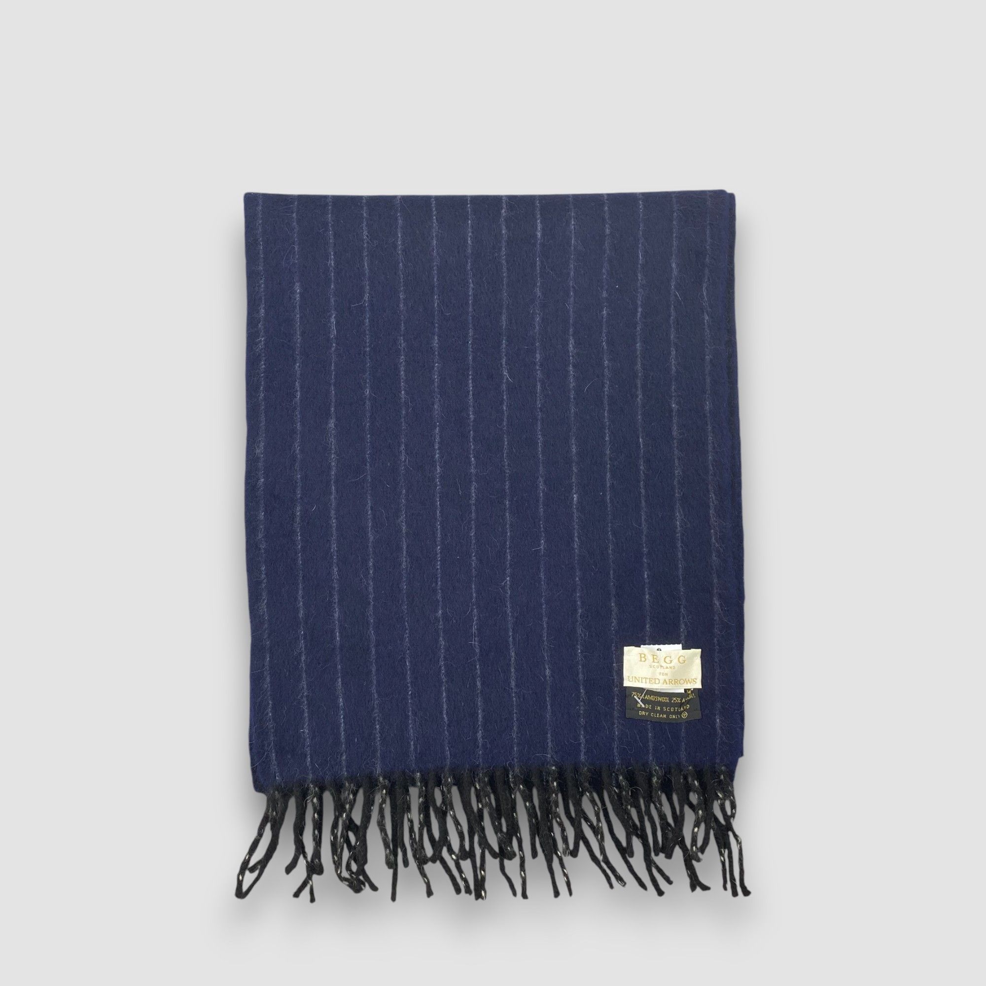 Japanese Brand Vintage Begg Scarf Muffler Wool Winter Fringe Scarves Size ONE SIZE - 2 Thumbnail