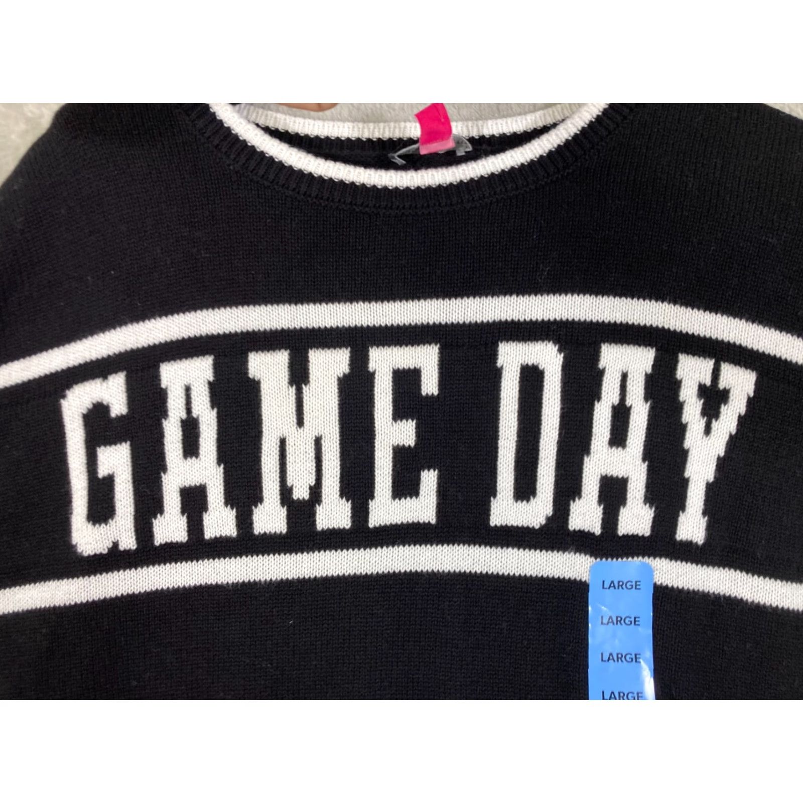 Vince Camuto Vince Camuto Pullover Sweater Womens Large Black Cotton Game Day Crew Neck NWT Long Sleeve Size L / US 10 / IT 46 - 5 Thumbnail