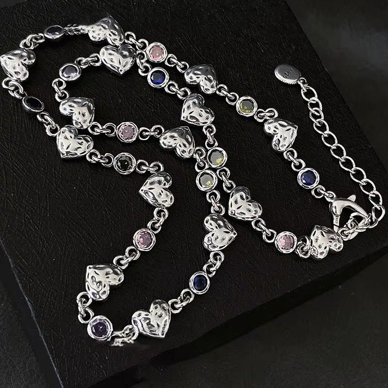 Jewelry Creative Colorful Love Heart Zircons Sweater Necklace Size ONE SIZE - 1 Thumbnail