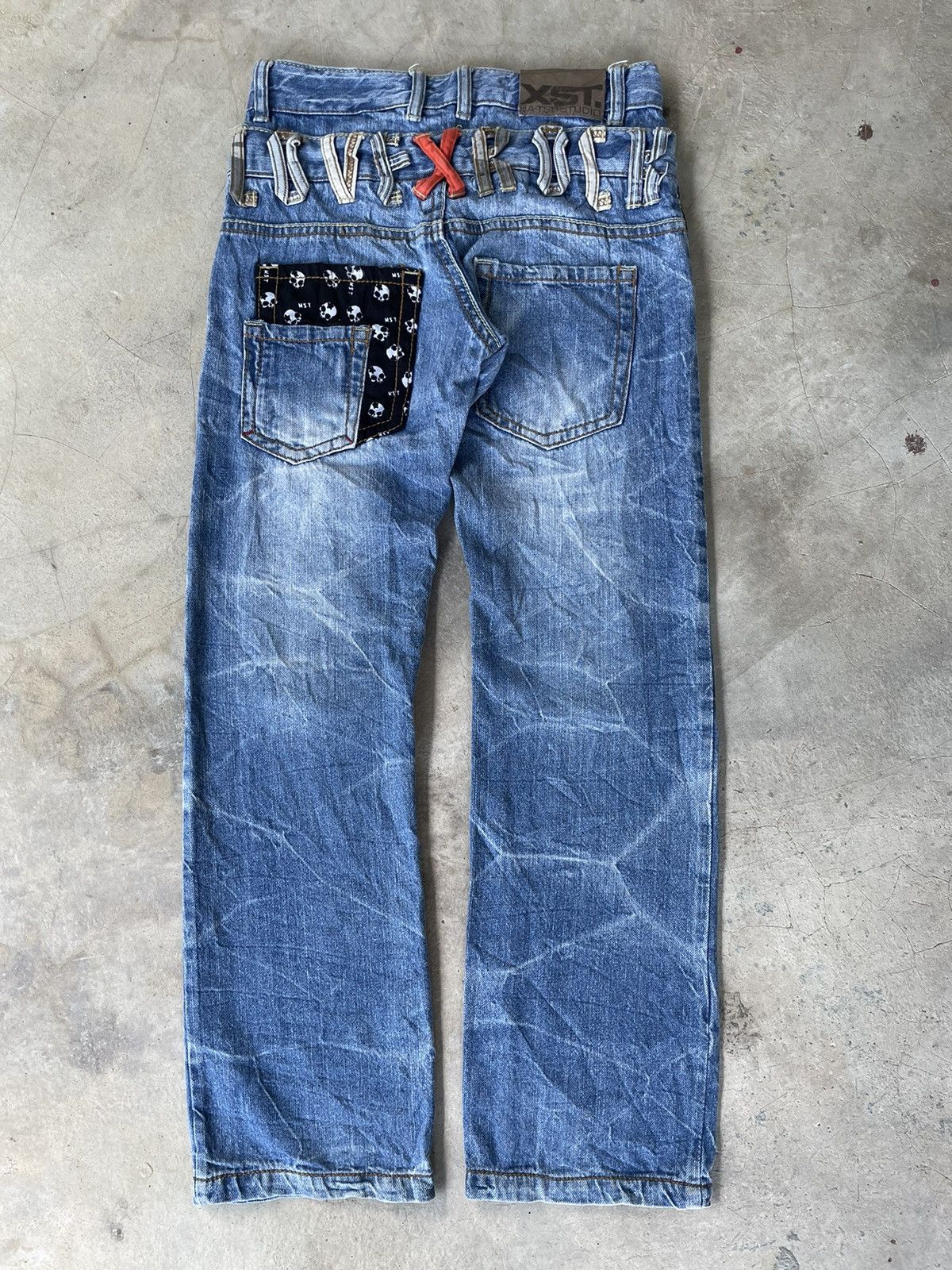 Hysteric Glamour 2000s Batsu Studio Skull Poem Double Waist Punk Jeans Size US 29 - 2 Thumbnail