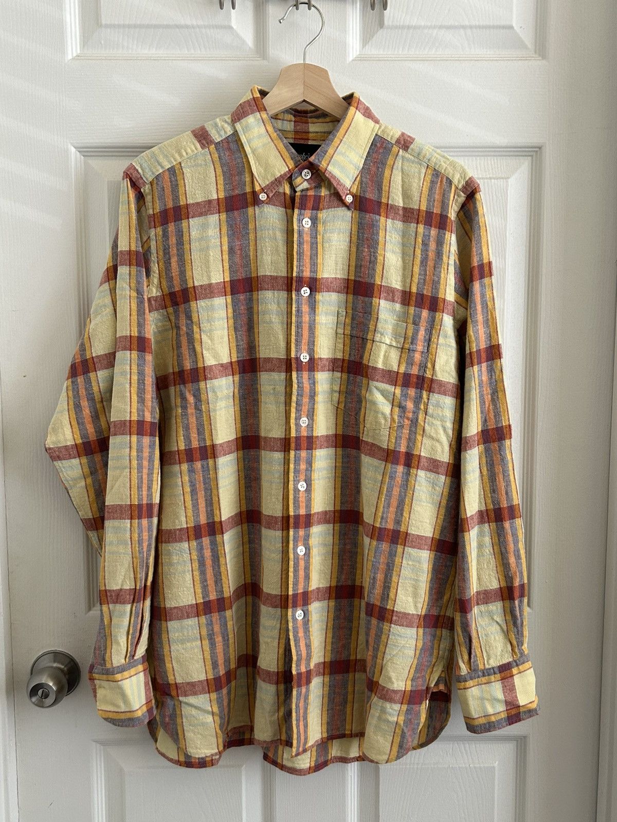 Drake's Drake’s Madras Cotton-Linen Button Down Shirt Size US L / EU 52-54 / 3 - 1 Thumbnail