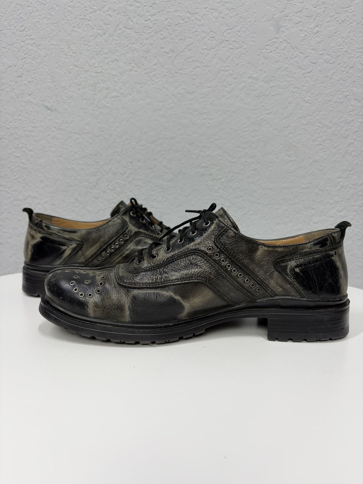 Studded Leather Lace-Up Shoes Boots Avant-Garde CCP Style