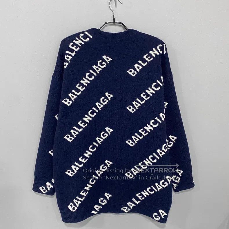 Balenciaga Balenciaga Knitted sweater with logo all over Size US S / EU 44-46 / 1 - 3 Thumbnail