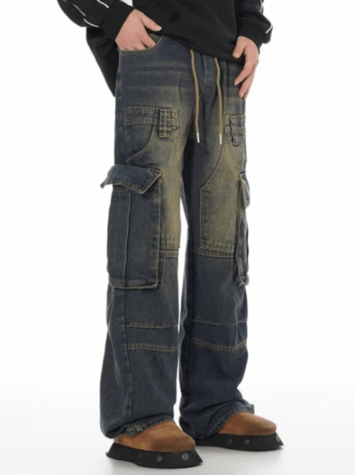 Japanese Brand × Jean Fashion street men's American retro washed cargo jeans Size US 32 / EU 48 - 4 Thumbnail