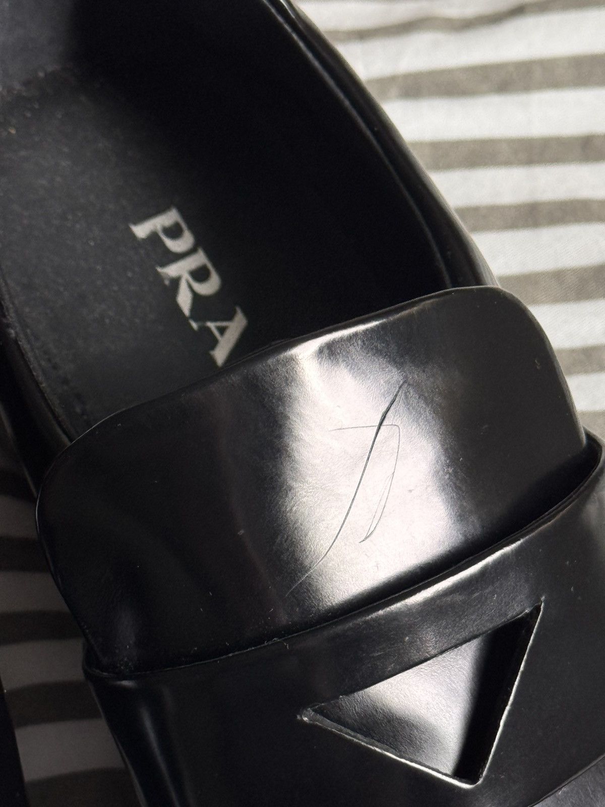 Prada Prada Triangle Patch Slip On Brushed Leather Loafers Size US 8.5 / EU 41-42 - 9 Thumbnail