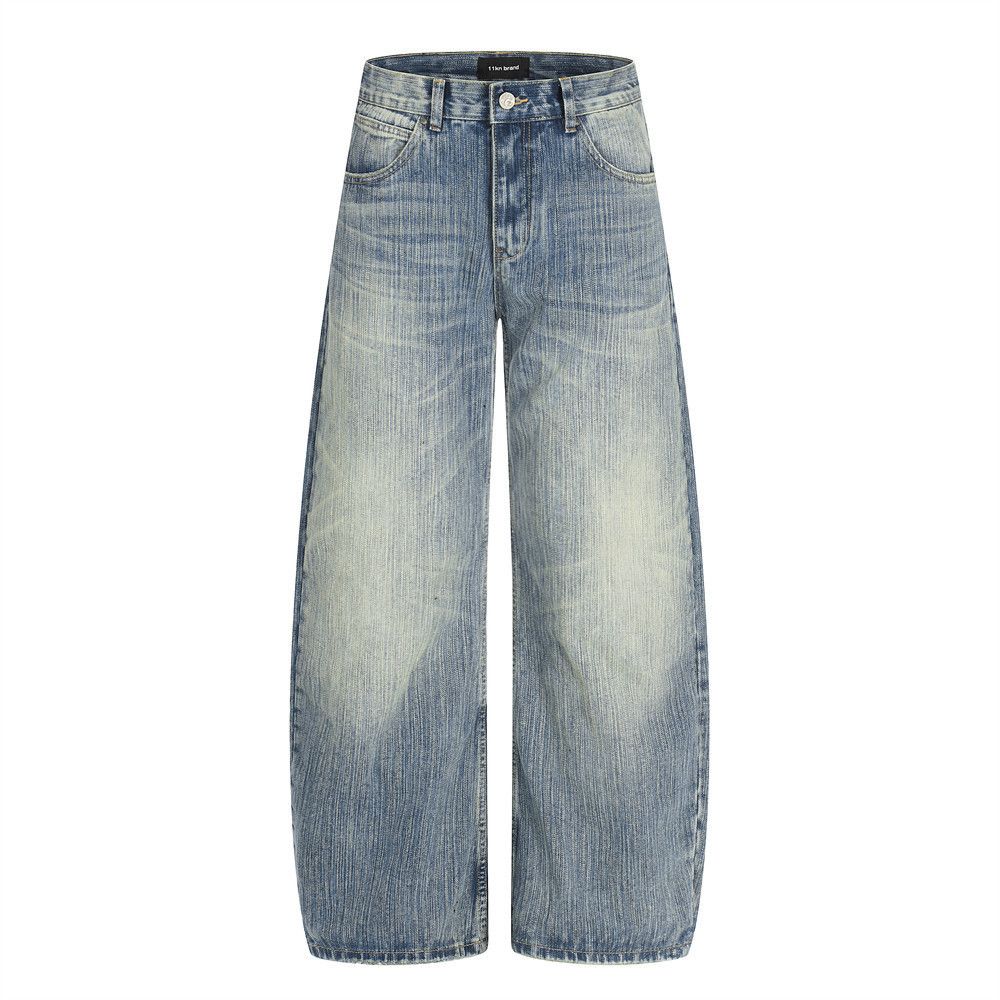 Jean Men's vintage distressed loose-fitting washed curved jeans Size US 32 / EU 48 - 1 Thumbnail