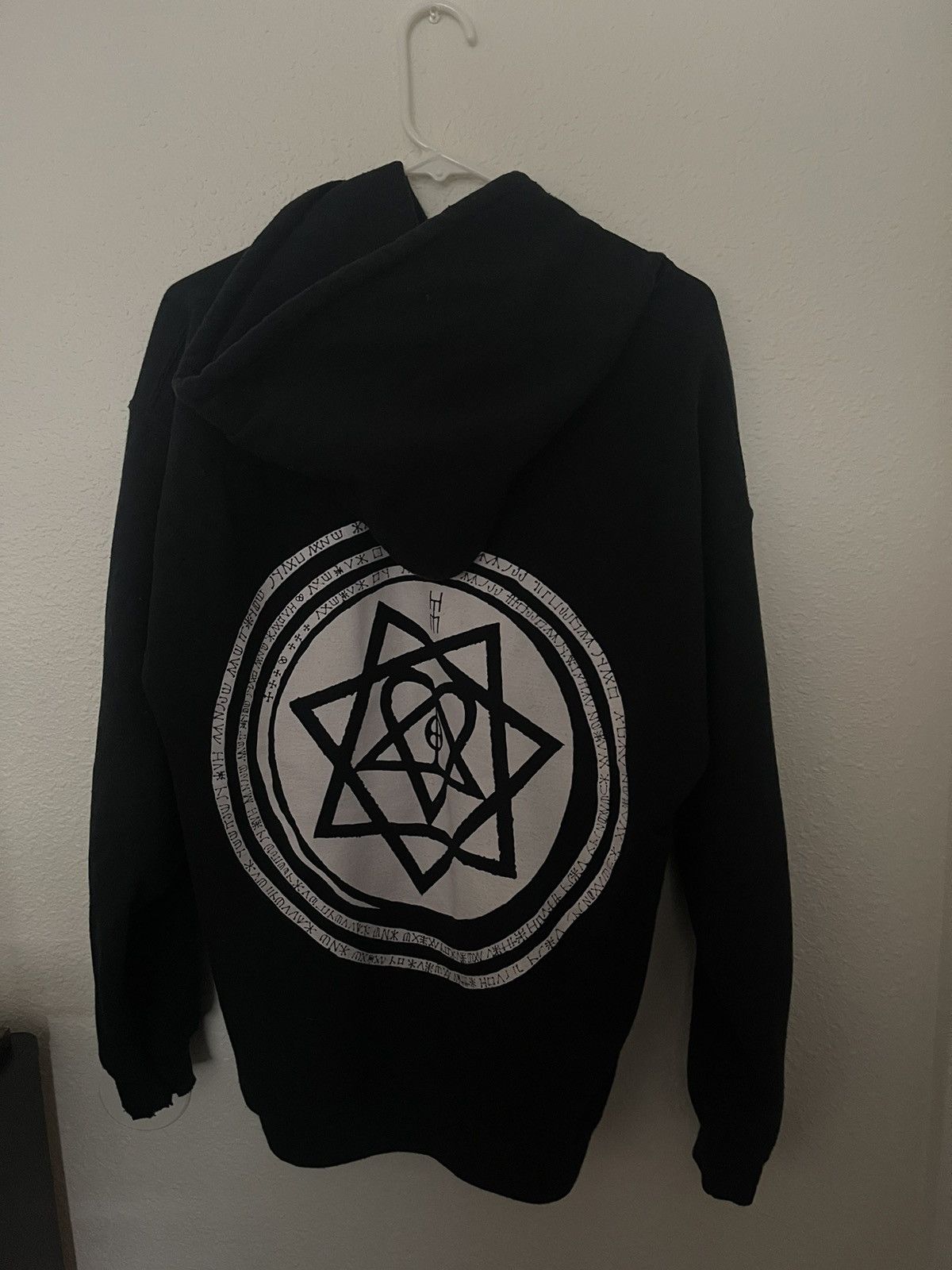 image of Band Tees x Rock Band Heartagram Him Hoodie in Black, Men's (Size Large)