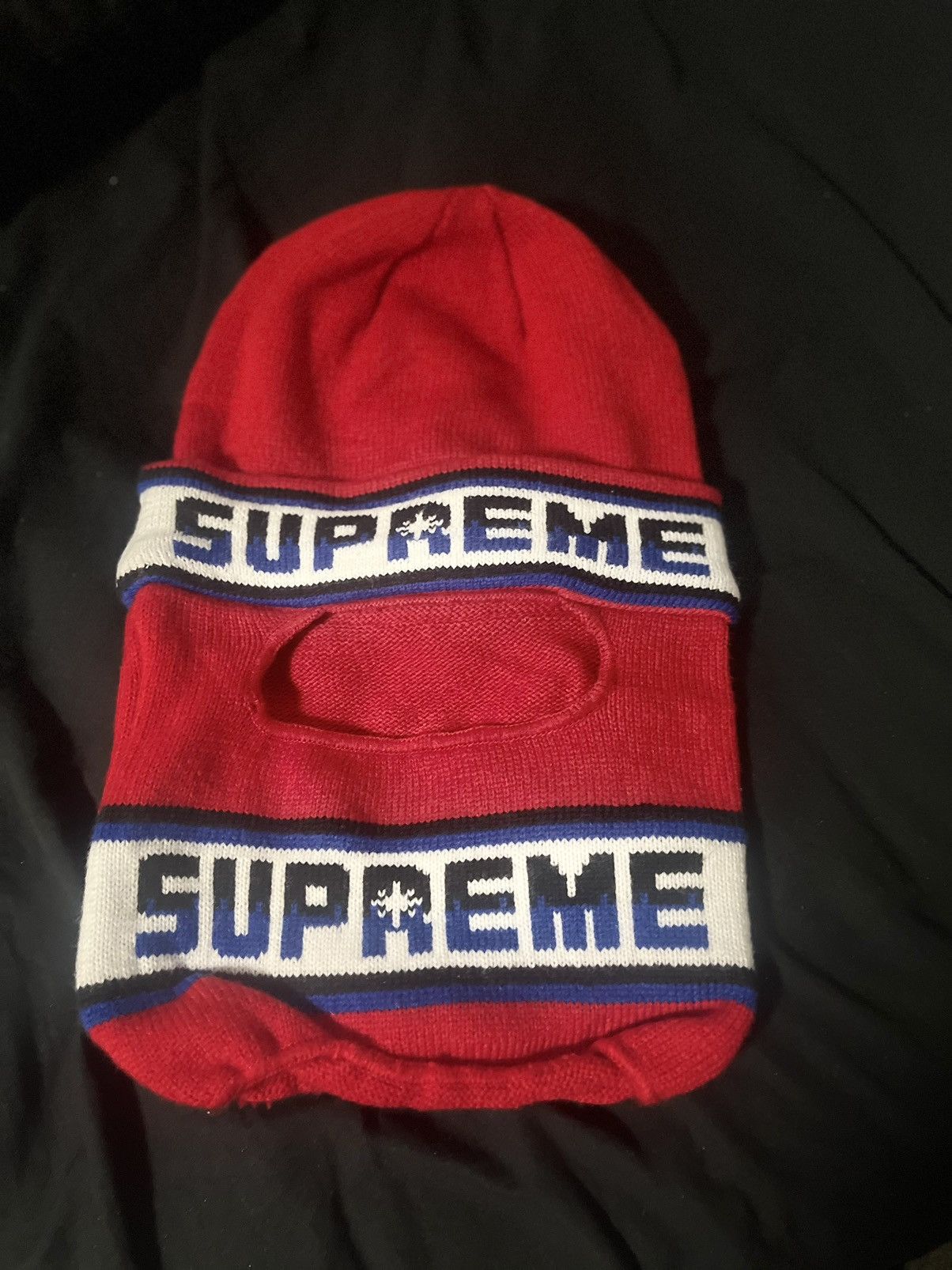 Supreme RED SUPREME DOUBLE LOGO FACE MASK BEANIE Size ONE SIZE - 2 Thumbnail