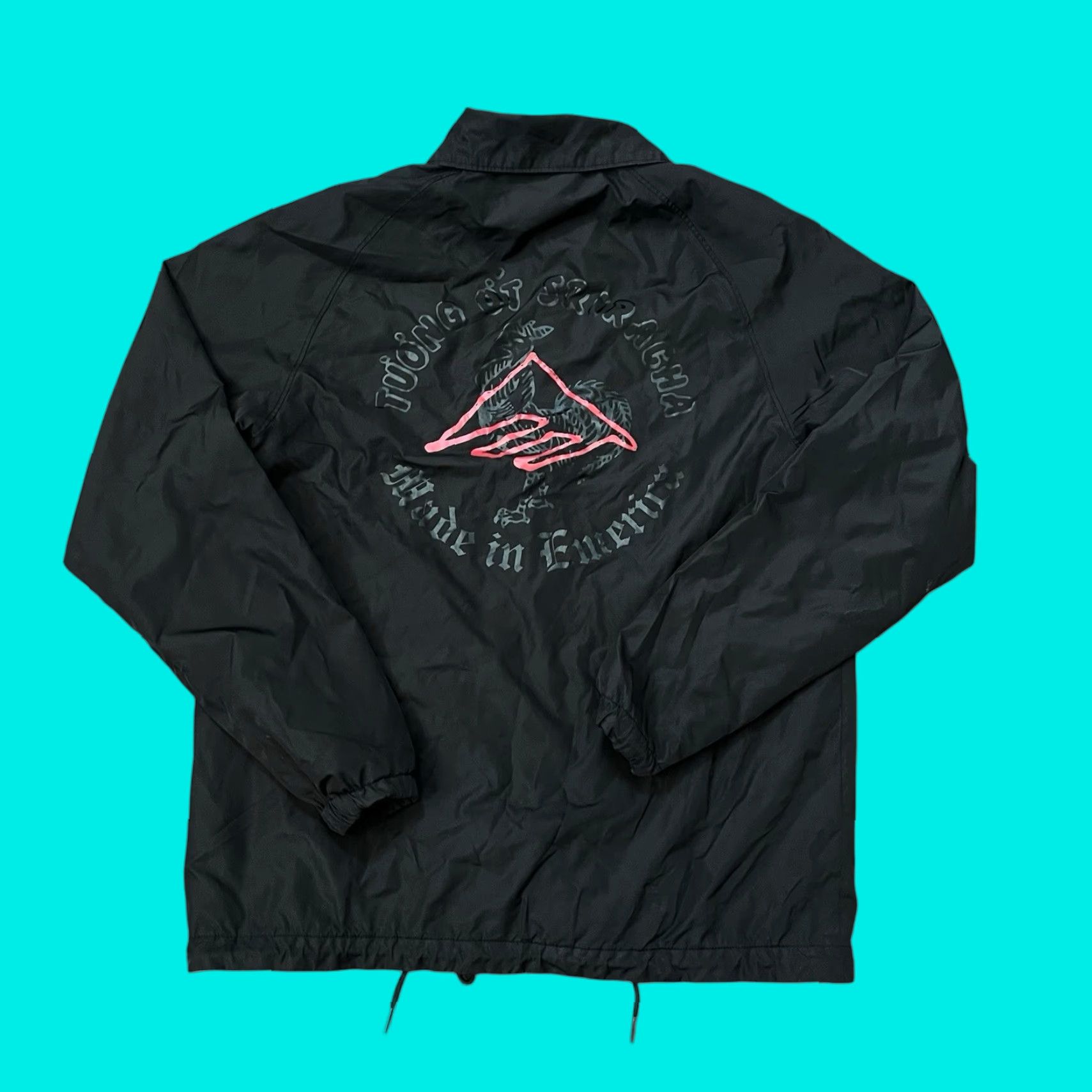 VINTAGE Emerica Skate Windbreaker Jacket Mens Small Black Andrew