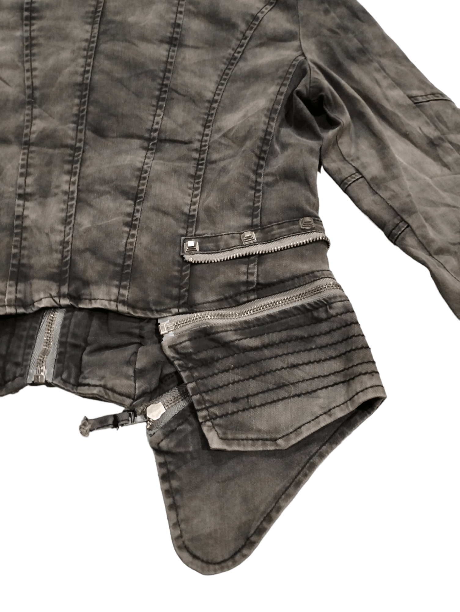 Japanese Brand RARE💥Echolove Zippers and Studs Black Washed Denim Jacket Size S / US 4 / IT 40 - 13 Thumbnail