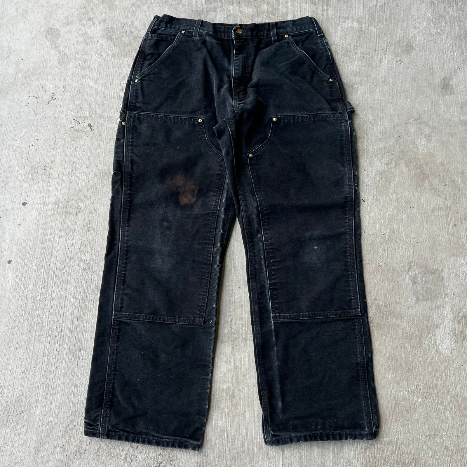 Carhartt × Vintage Carhartt faded black double knee work wear carpenter pants Size US 31 - 1 Thumbnail