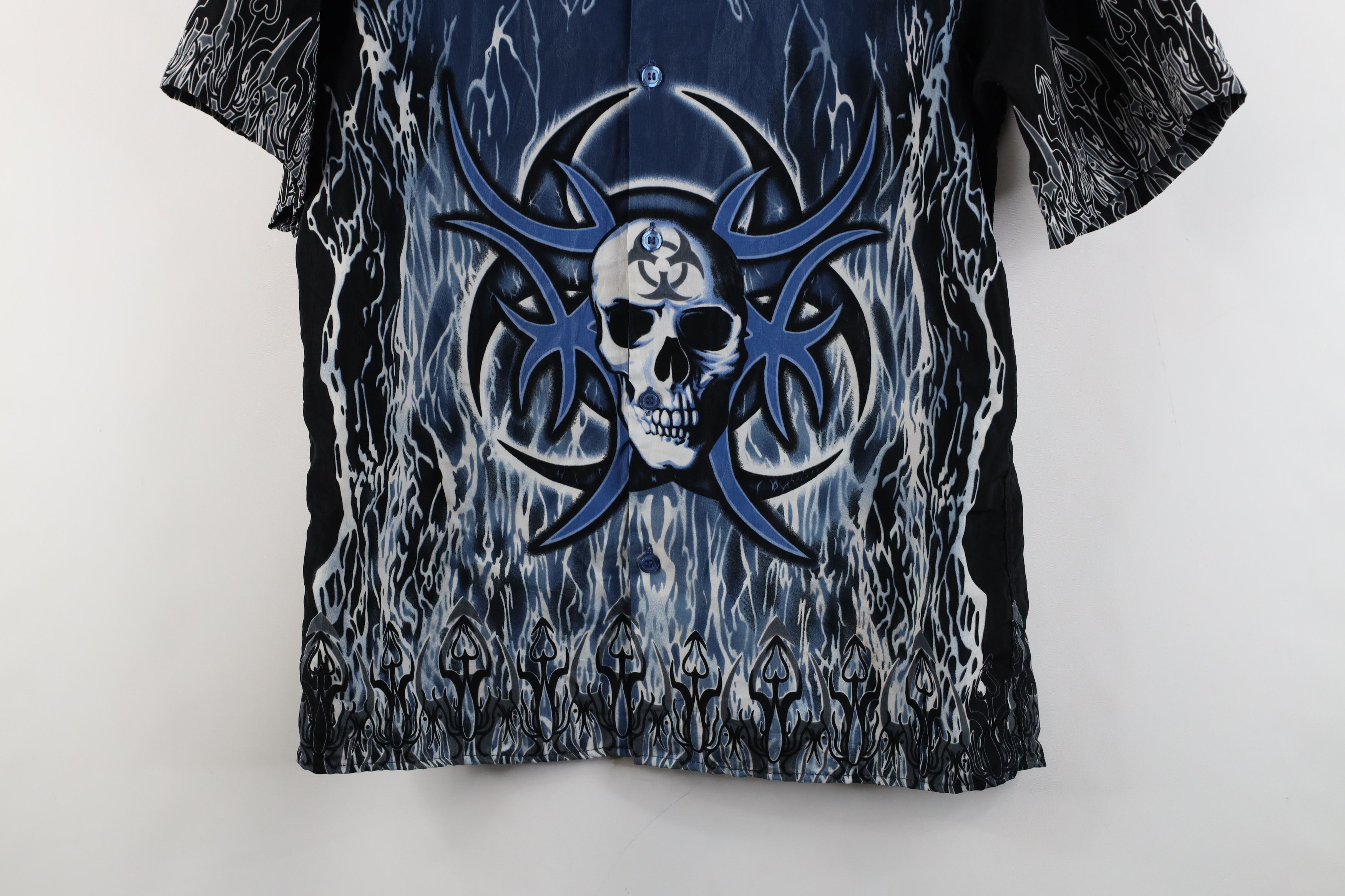 Vintage Vintage 90s Y2K Streetwear Skull Fire Flames Button Shirt Size US S / EU 44-46 / 1 - 3 Thumbnail