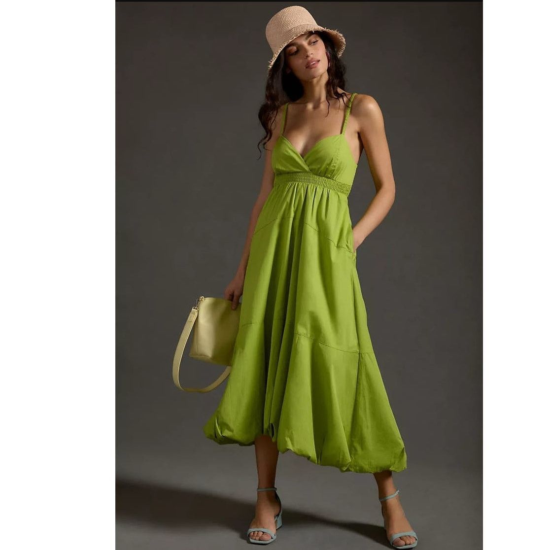 Anthropologie New By Anthropologie V-Neck Tiered Bubble-Hem Dress $170 L Size L / US 10 / IT 46 - 1 Thumbnail