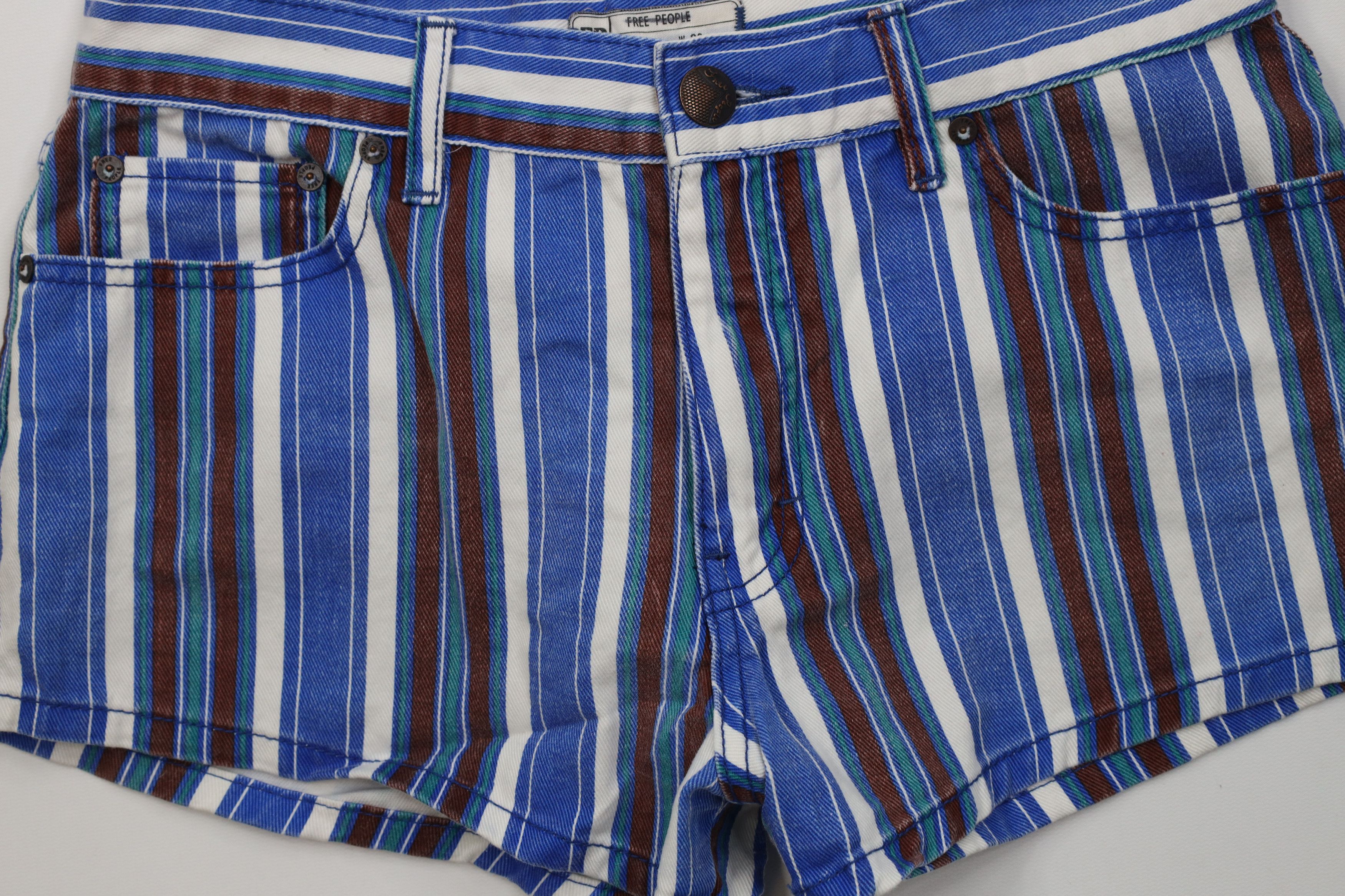 Free People Free People Color Block Denim Jean Shorts Jorts Cotton Size 28" / US 6 / IT 42 - 3 Thumbnail